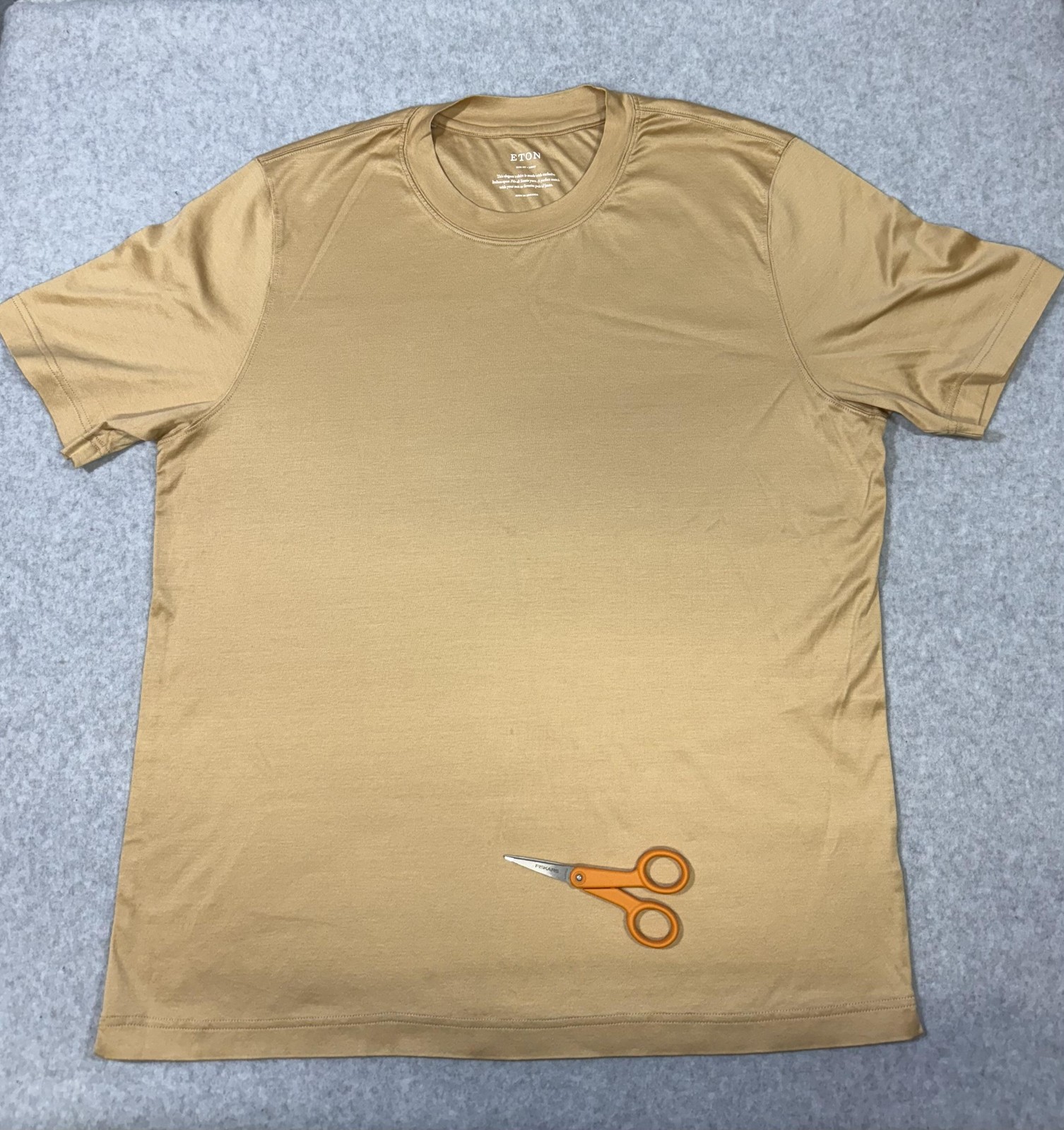 Eton Shirt Mens Large yellow Gold Slim Fit Filo Di Scozia Crewneck Luxury Tee