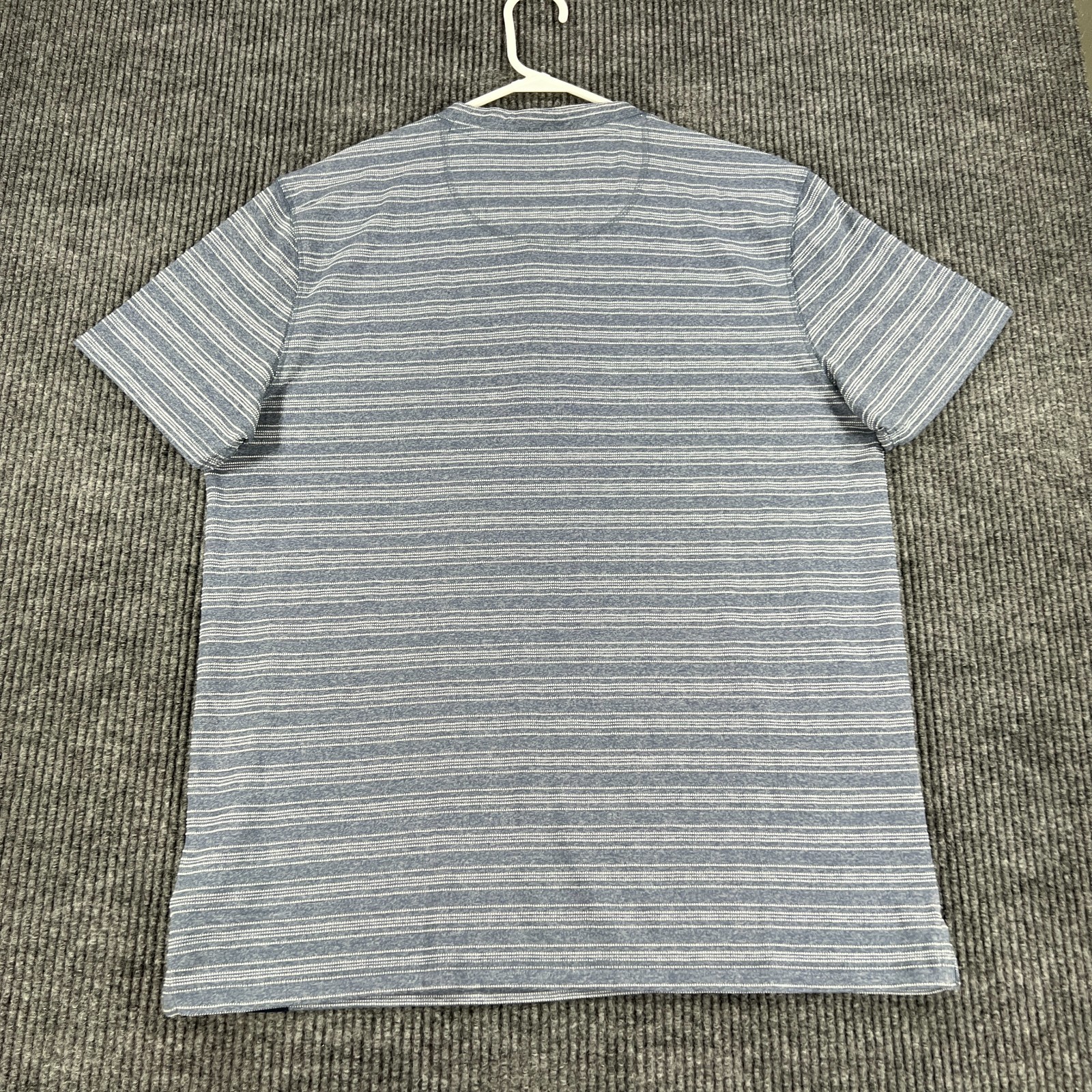 Ben Sherman Henley Shirt Mens Large Blue Striped Short Sleeve Casual Comfort