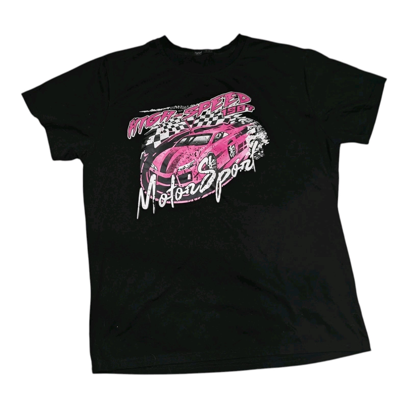 Romwe High Speed Motorsport 1987 Graphic Print T-Shirt Mens Size XL Short Sleeve