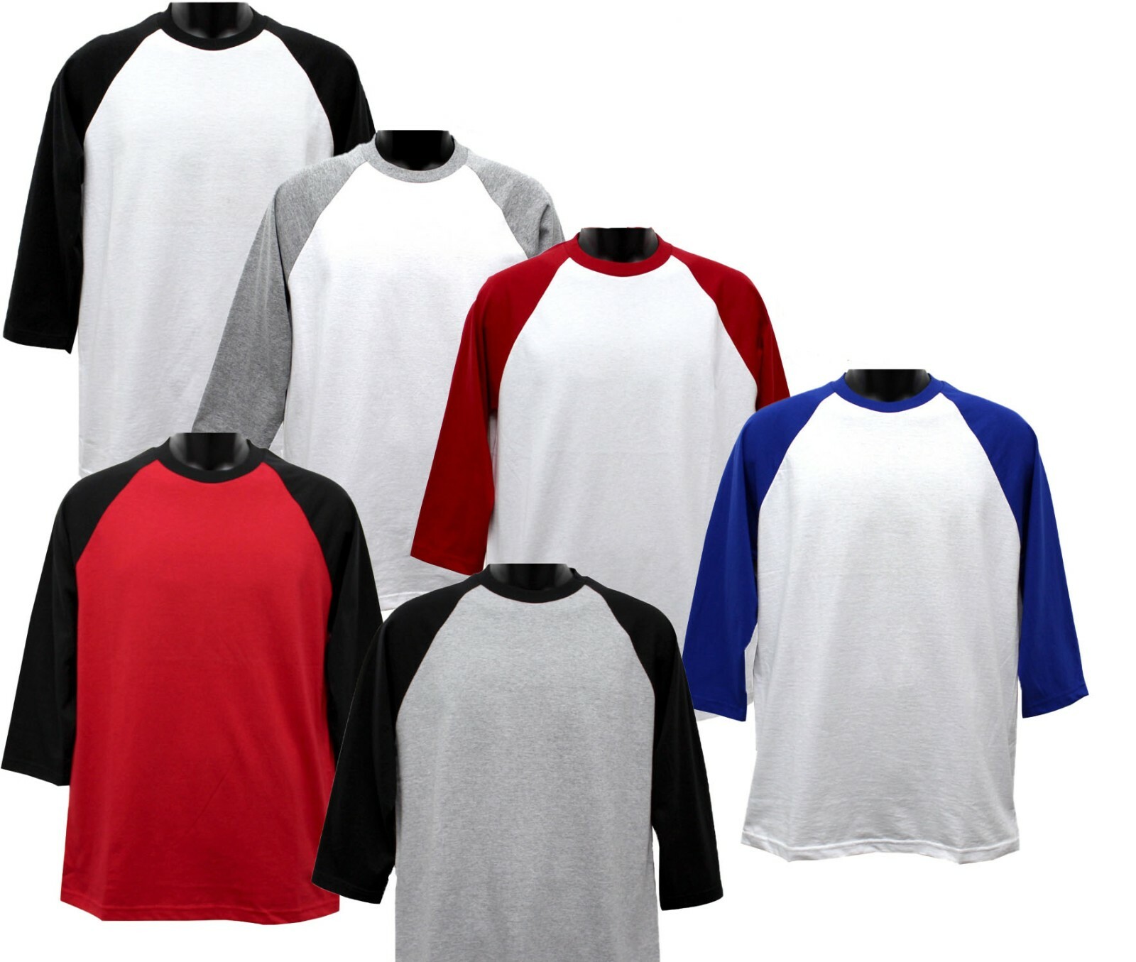 Men’s Raglan T-Shirt Baseball 3/4 Sleeve Henley Casual Cotton Sports Shirt