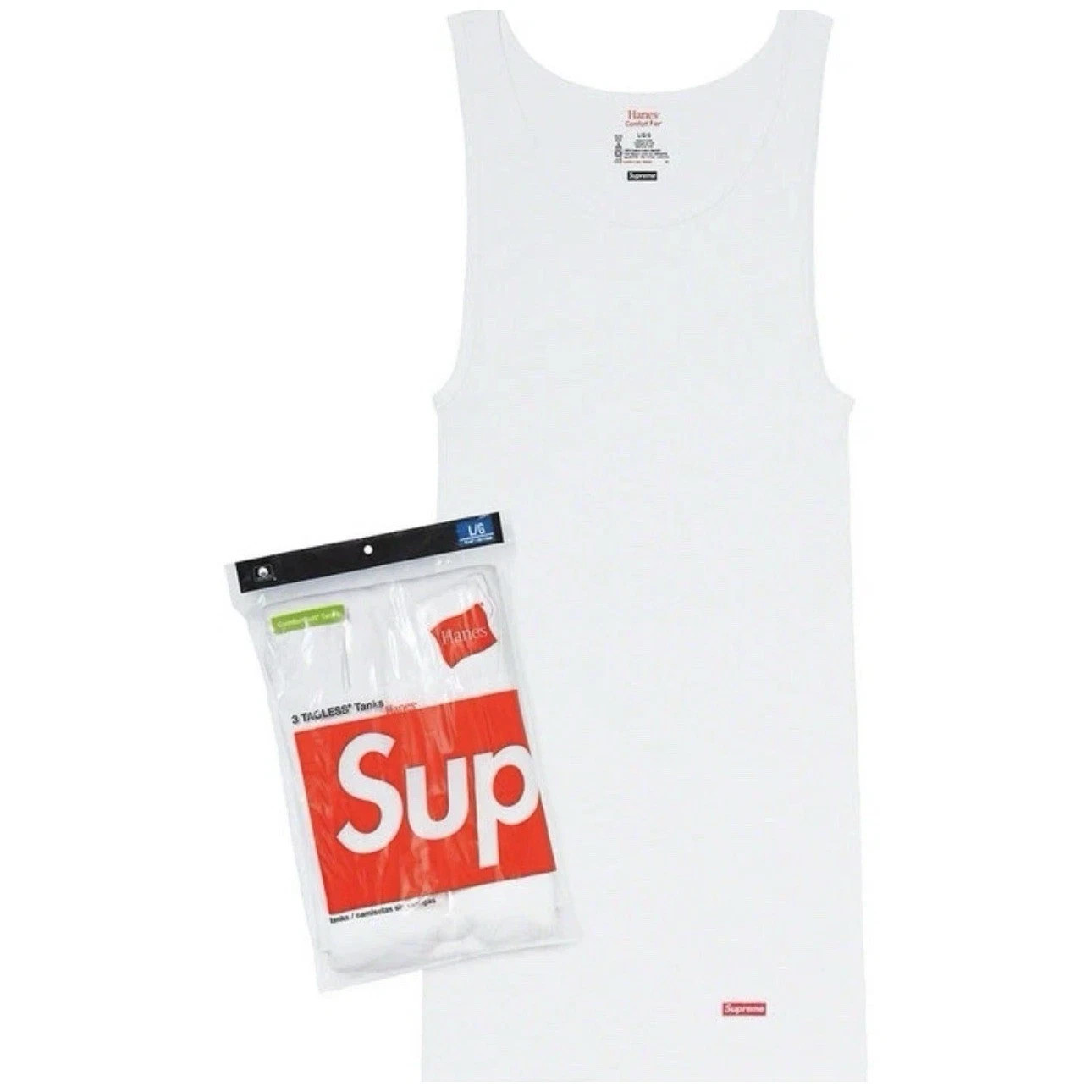 Hanes Supreme Tagless Tank Tops 3-Pack White & Black
