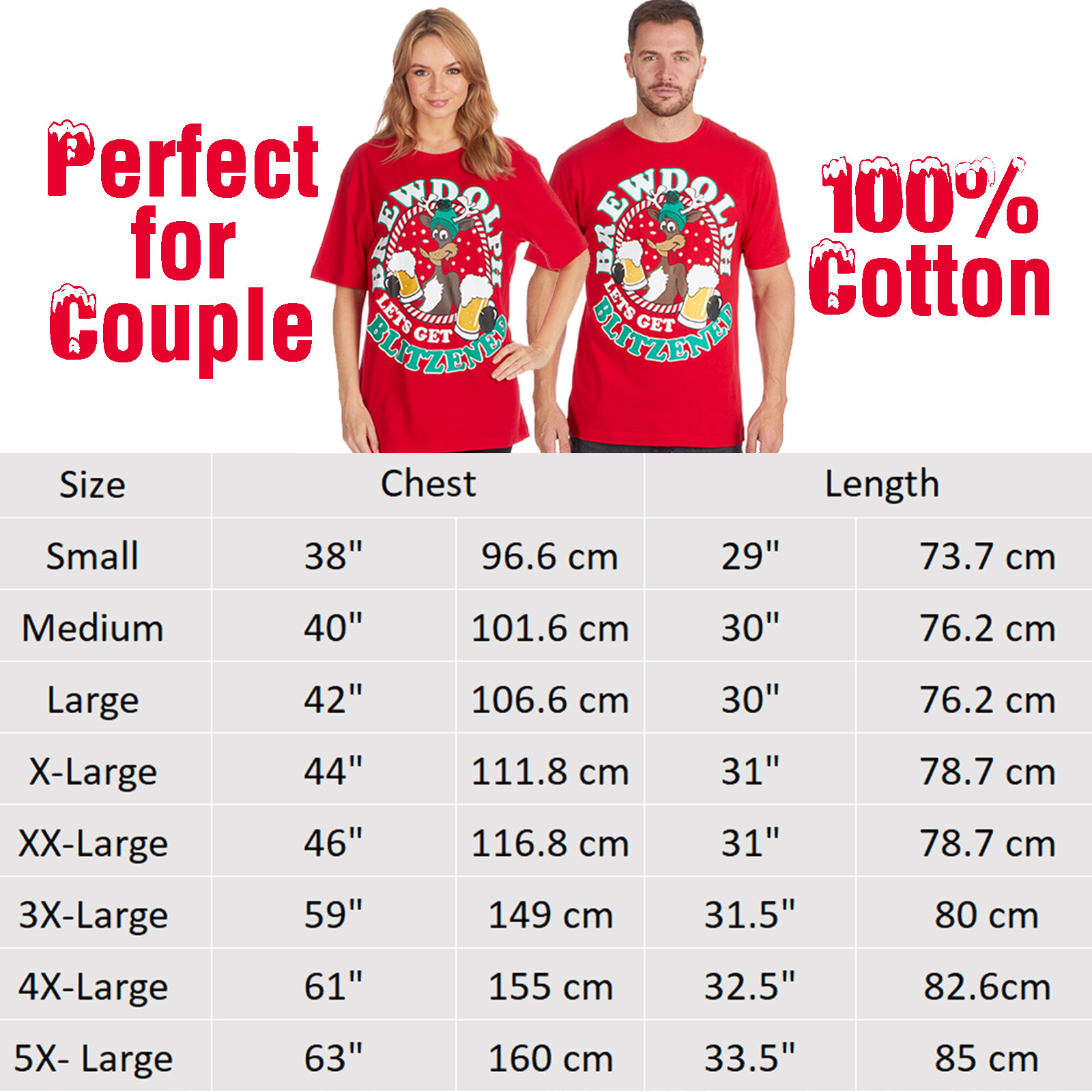Mens Womens Couple Matching Top Xmas T-shirt Set Christmas Top Festive BIG SALE