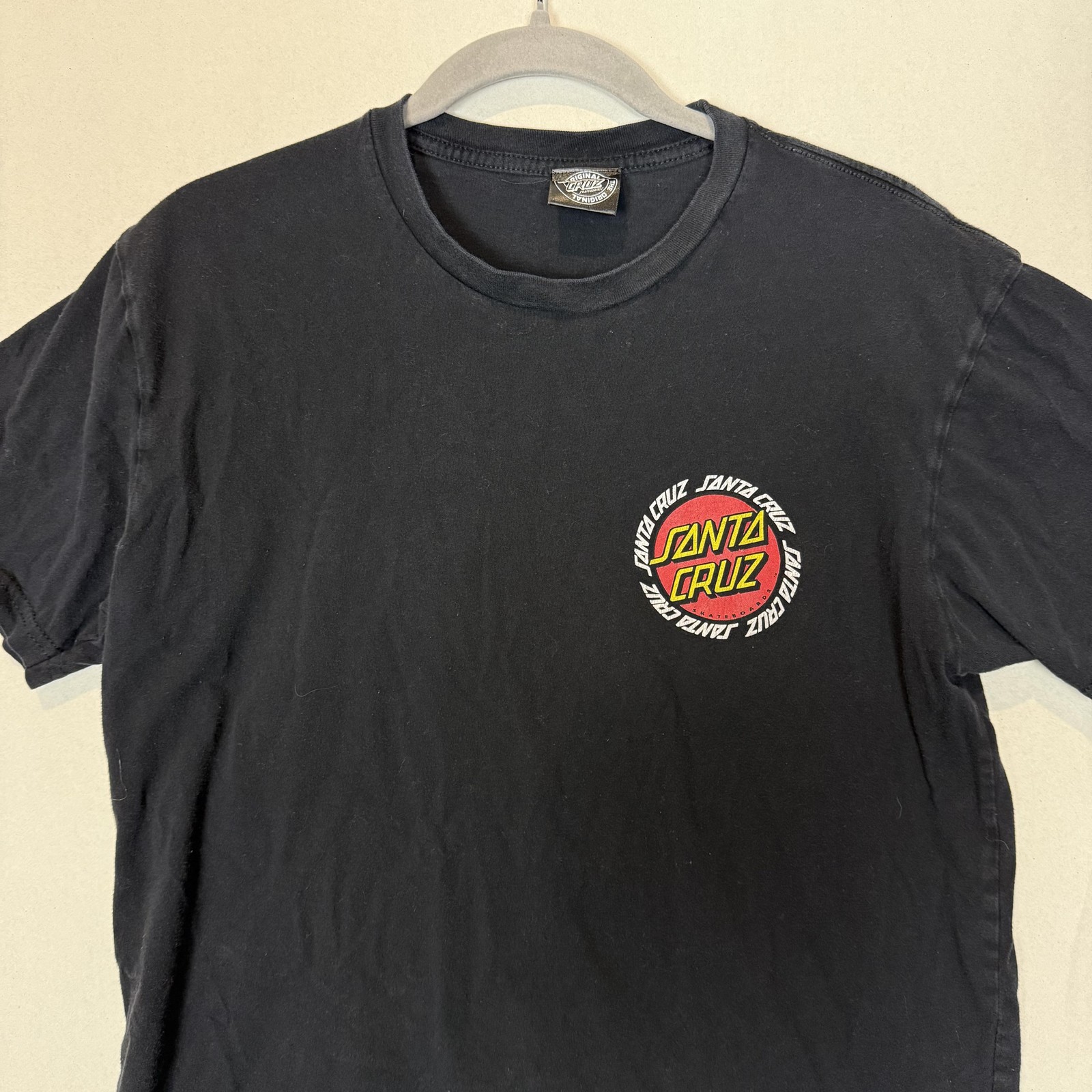 Santa Cruz Shirt Mens Medium Black Classic Dot Skateboard Graphic Logo Tee