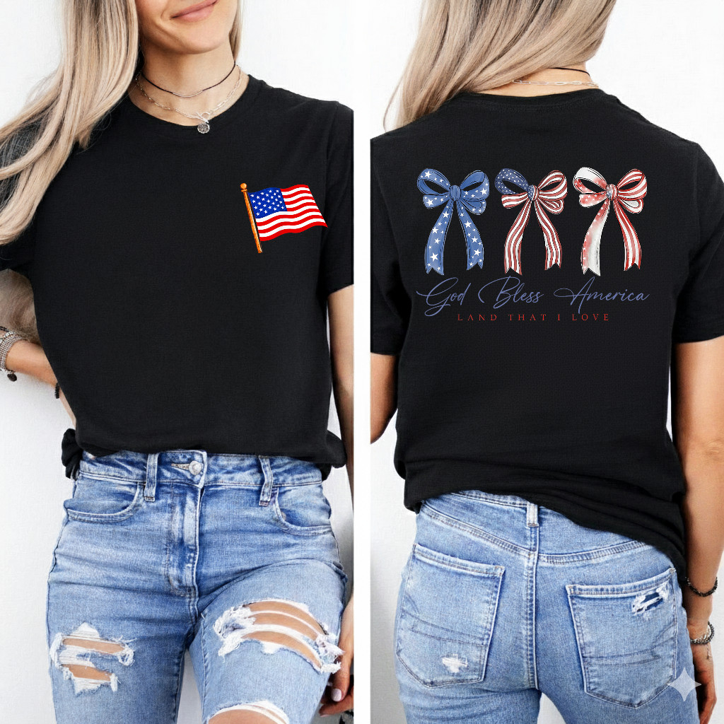 God Bless American Land that I Love Jesus Happy 4th of July 2SIDE T-Shirt