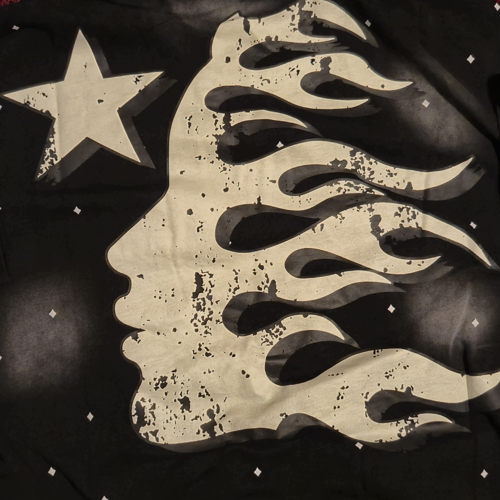 Hellstar Faded Black Sparkle Graphic Tee Mens Large NWT Oversized Y2K Streetwear