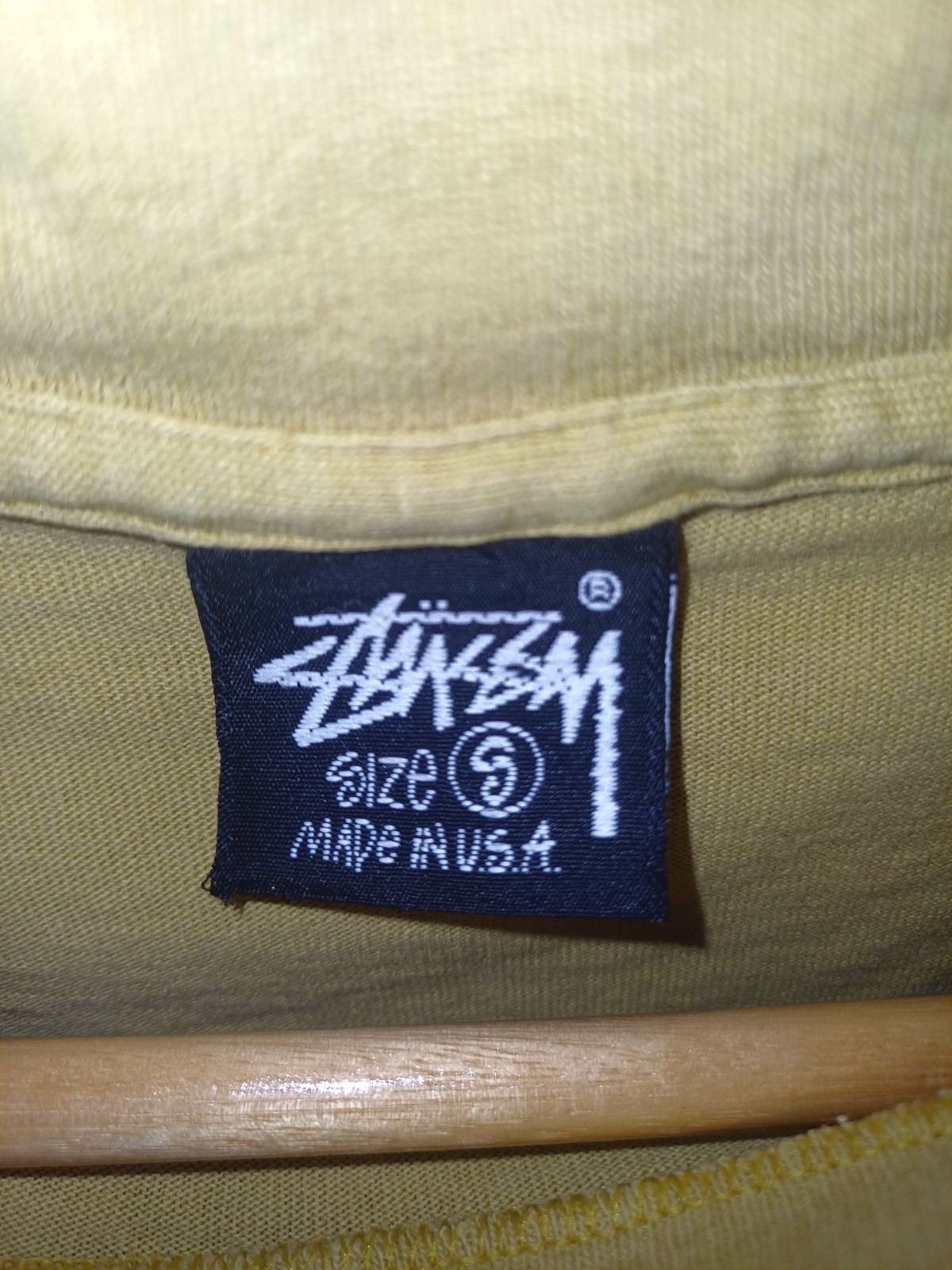 Vintage Early 90’s Stussy Crown Logo T-Shirt Mustard Single Stitch Black Tag