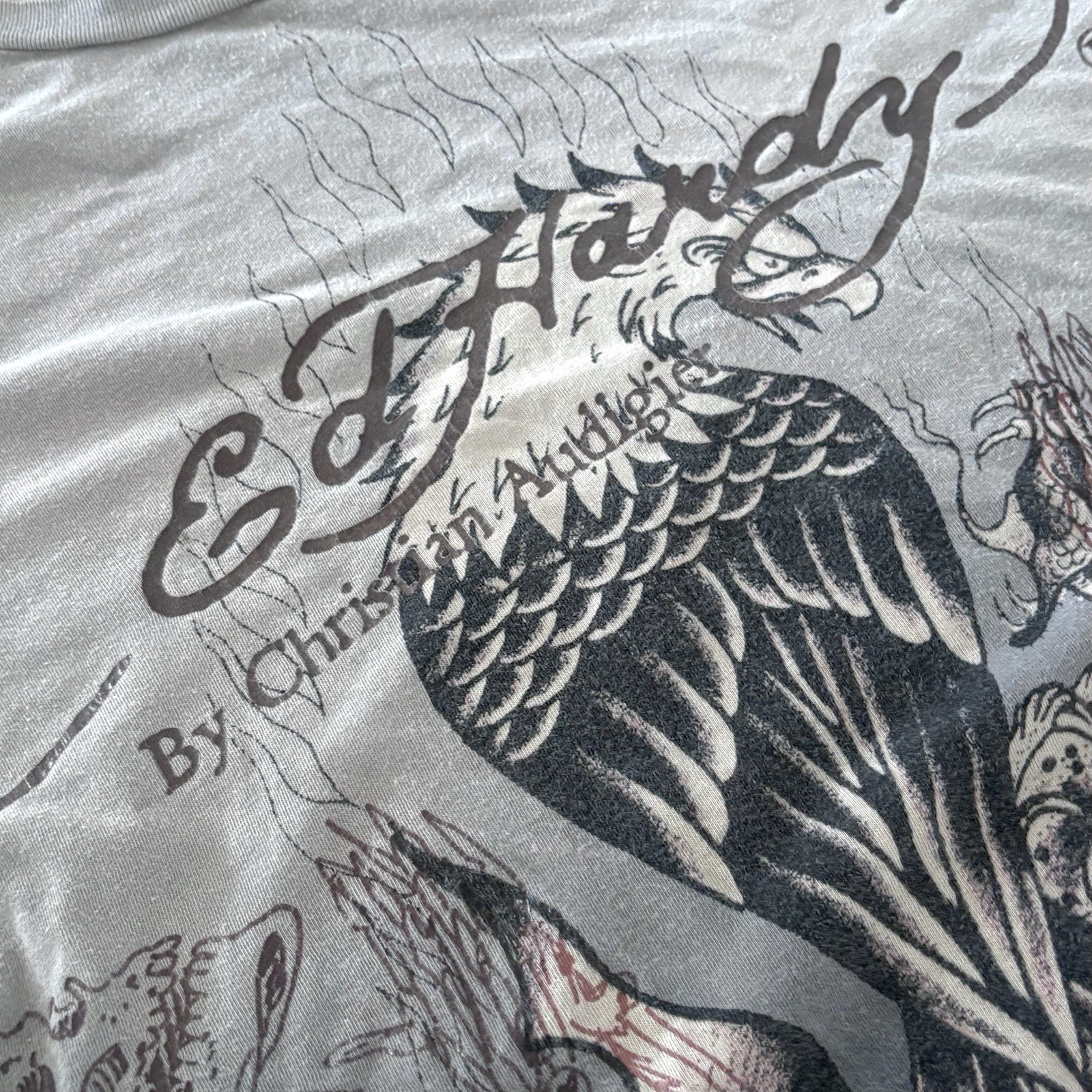 Vintage Ed Hardy Erase All Fears T Shirt Mens Large L Ombre Double Sided Y2K