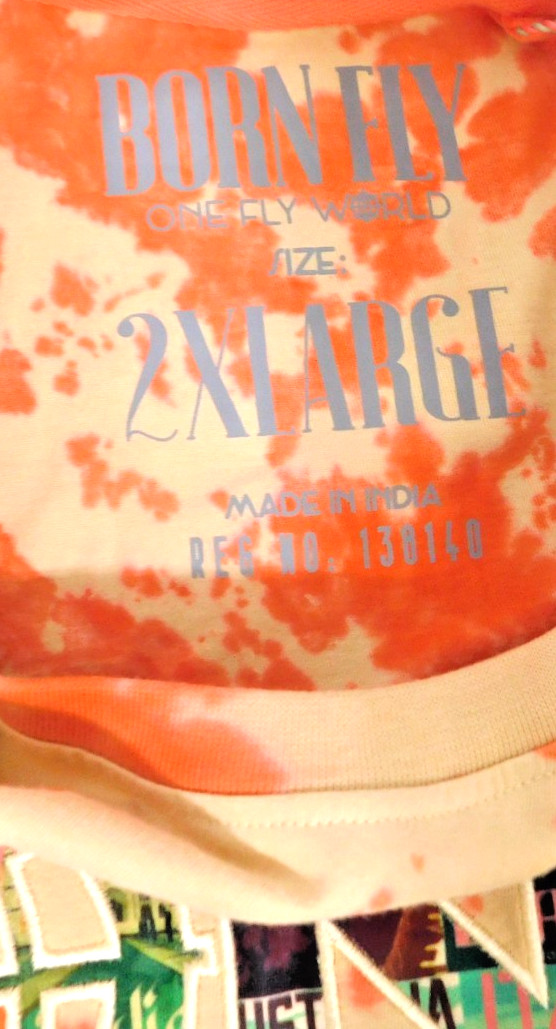 Rare Size 2X Large XXL Born Fly One Fly World t-shirt Orange Cream