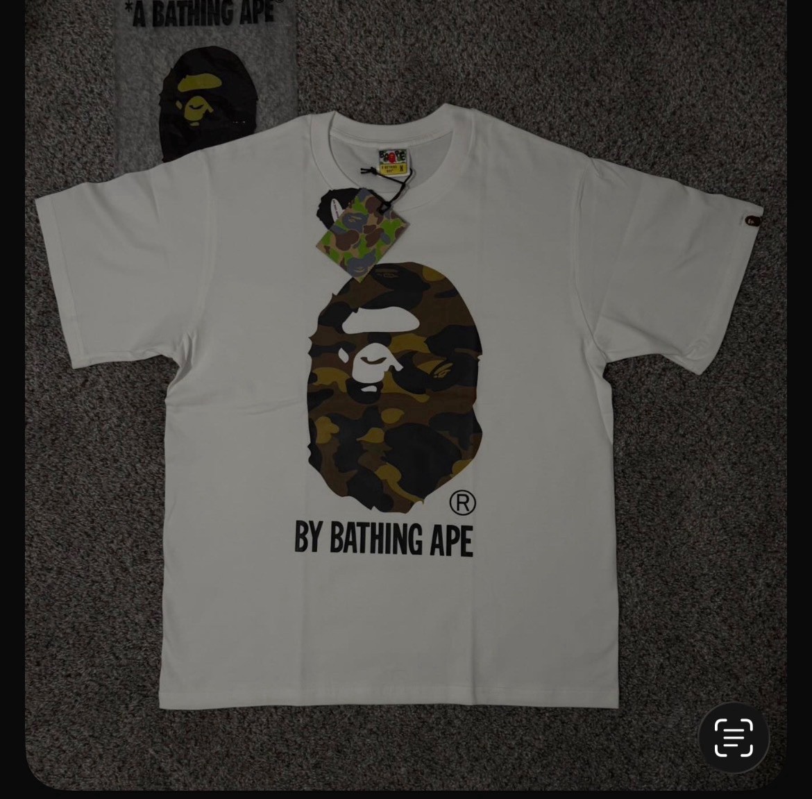 A Bathing Ape BAPE Men’s S White Graphic Print Logo Short Sleeve T-Shirt