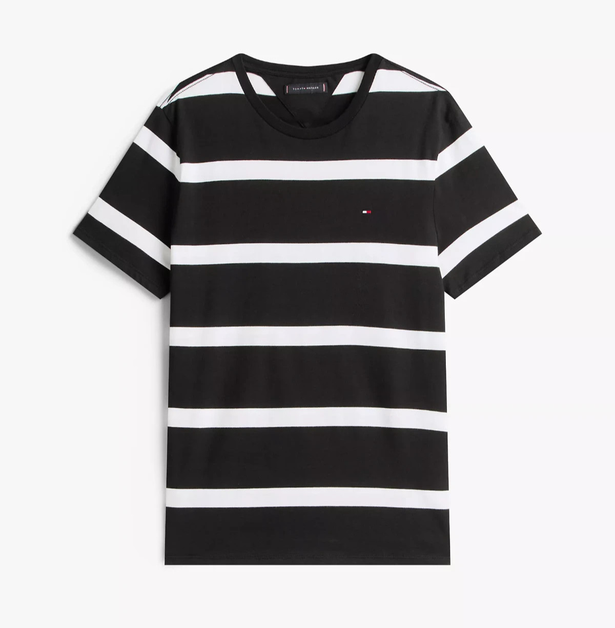 Tommy Hilfiger Men’s Regular Fit Rugby Stripe Cotton Jersey Crewneck T-Shirt Tee