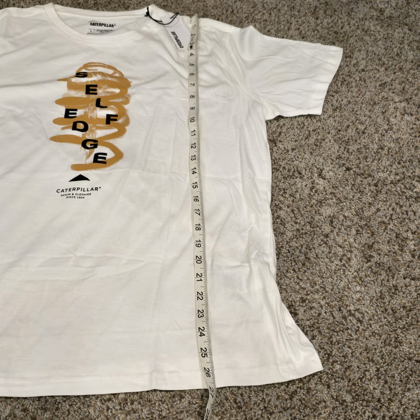CAT Caterpillar Men’s Size L Large Workwear White Self Edge Logo New!