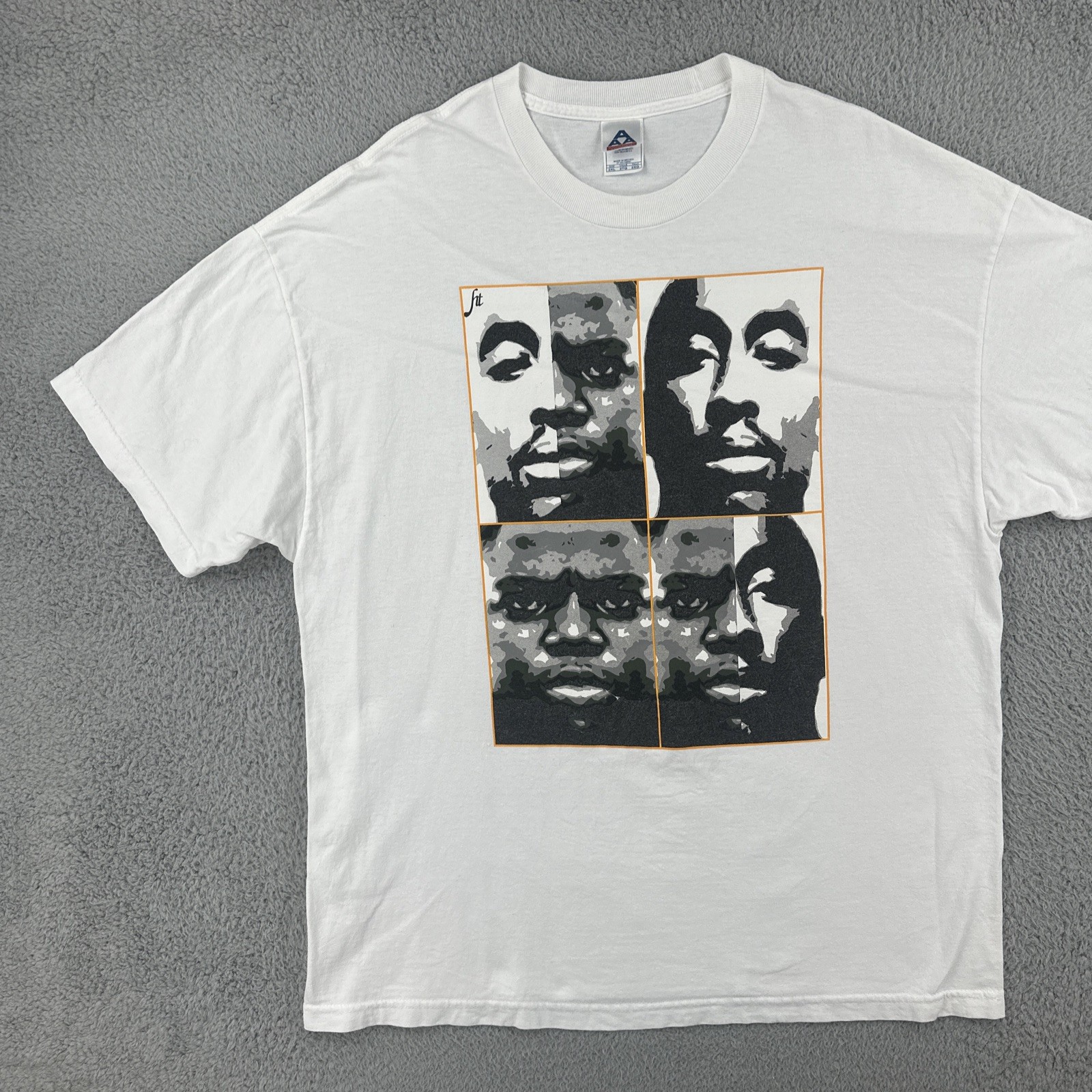Vtg Alstyle Y2K Mens 2XL White T Shirt Tupac Notorious BIG Portrait Art Rap Tee