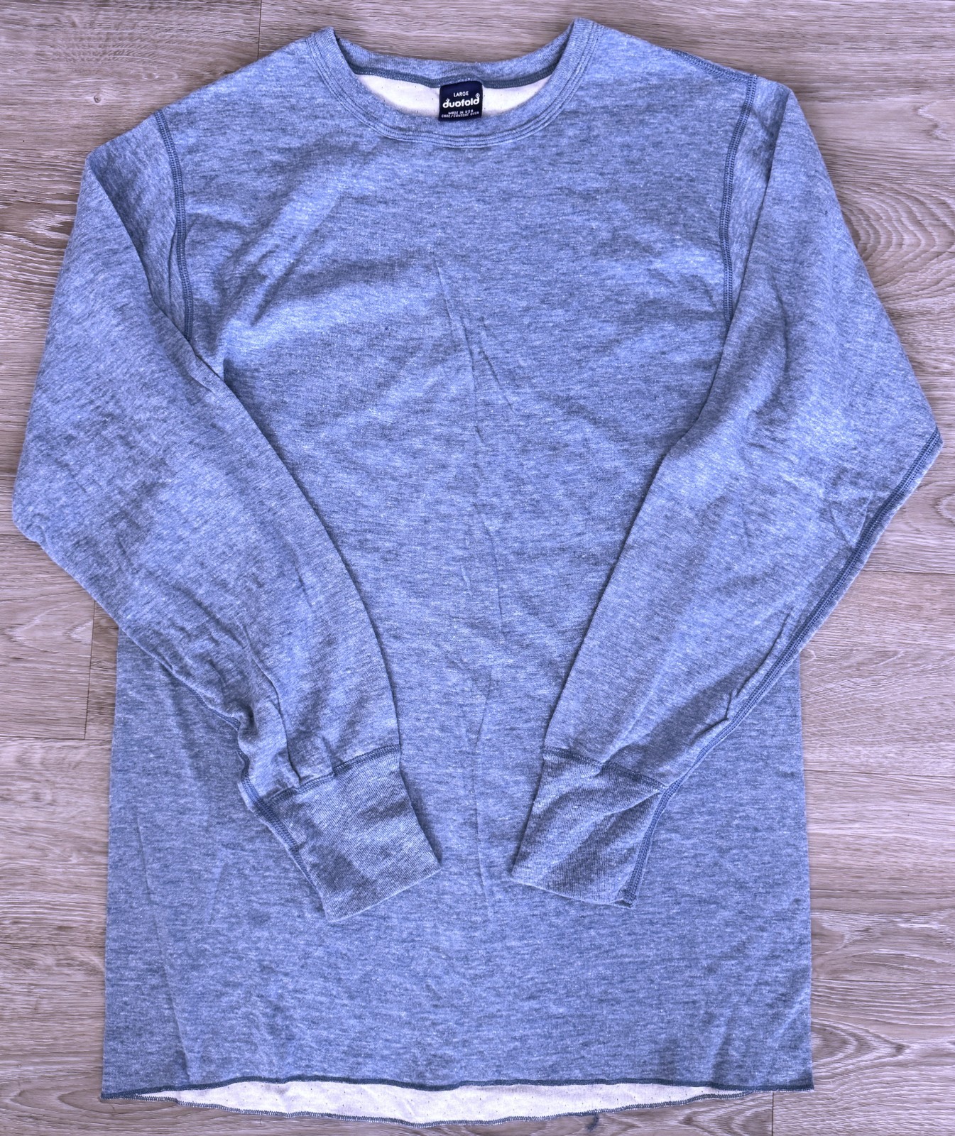 Vintage 90s Duofold Crew T-Shirt Men’s Size L Baby Blue Base Layer Undershirt