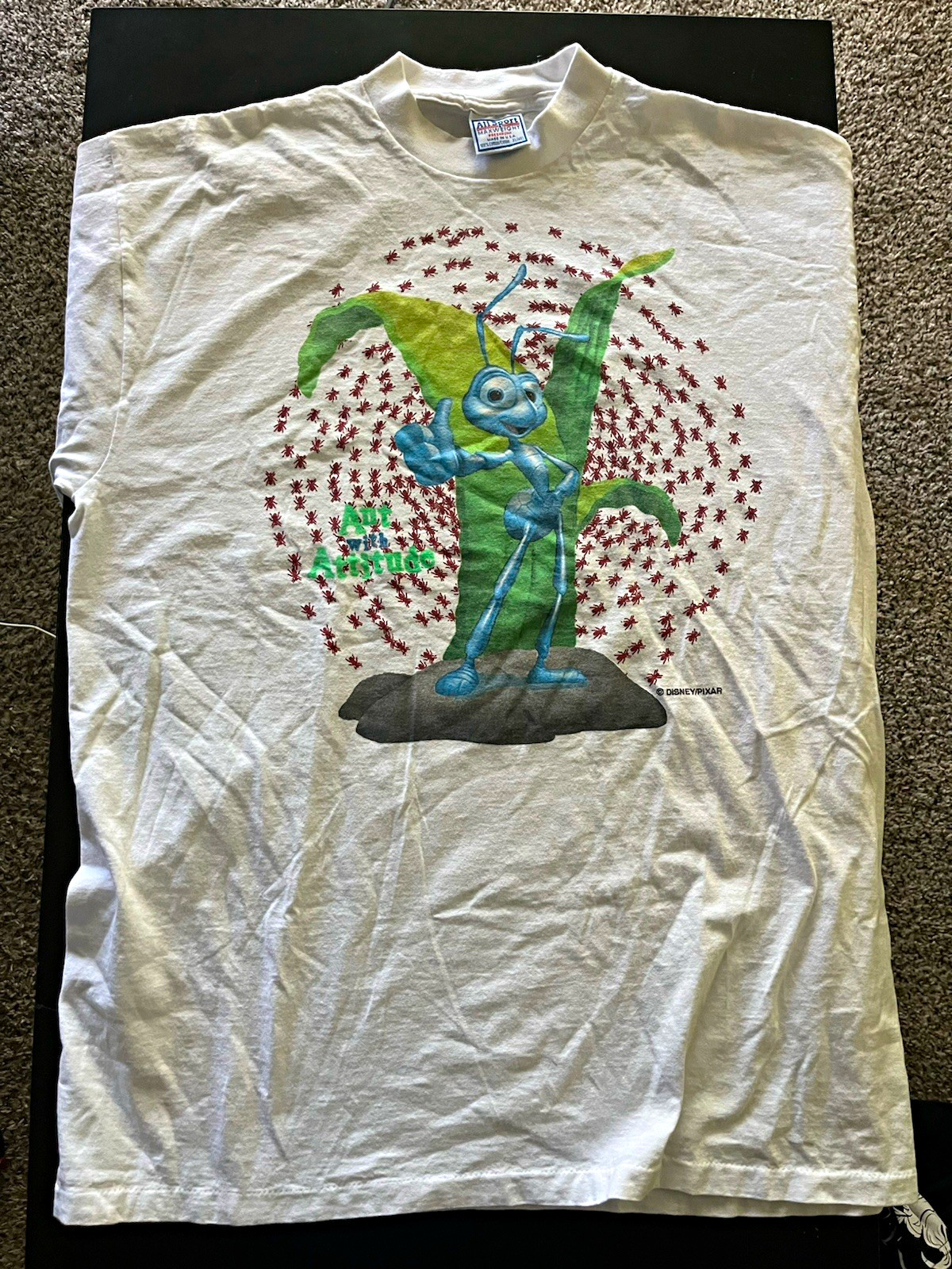 All Sport Maxweight Vintage 90s Disney Pixar A Bug’s Life Flik Tee White XL