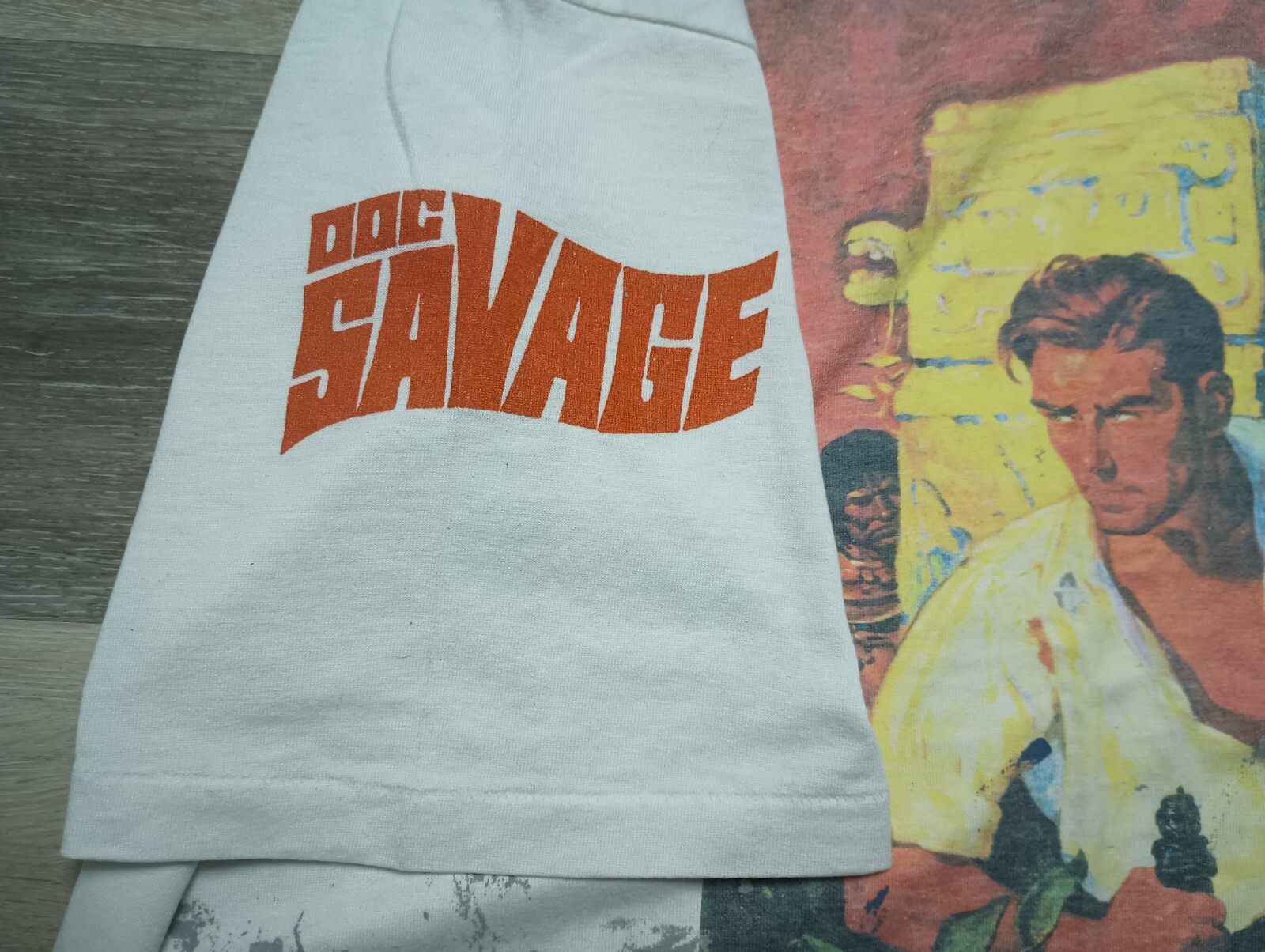 Doc Savage vtg 90s T Shirt Man of Bronze Movie Pulp Hero 30s 40s comics XL art
