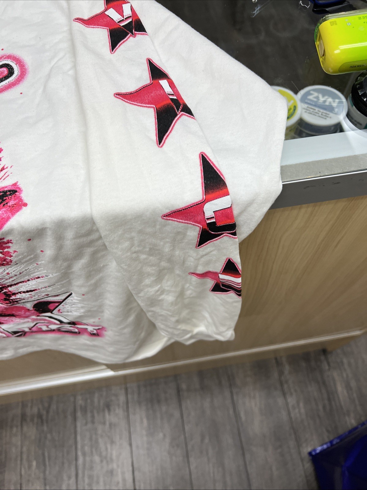 Evil Vice Red Tag Size Large White Pink Stripper NWT Long Sleeve