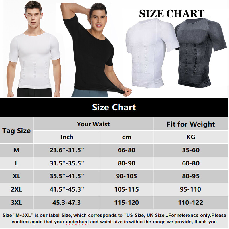 Men Slimming Body Shaper Gynecomastia T-shirt Posture Corrector Vest Compression