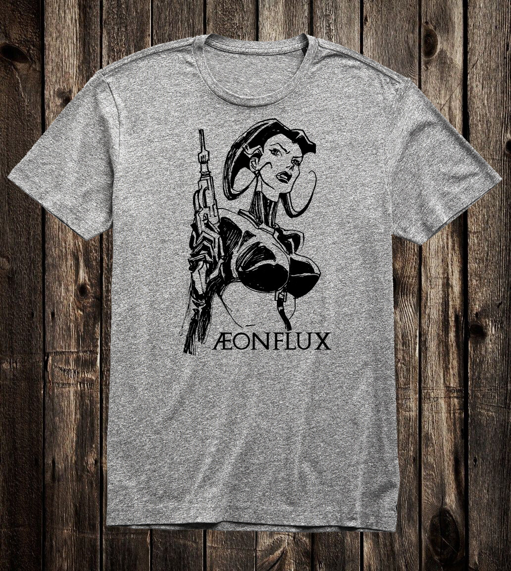 Retro Art Tee T Shirt 100% Cotton Aeon Flux Eye MTV Liquid Television Cartoon