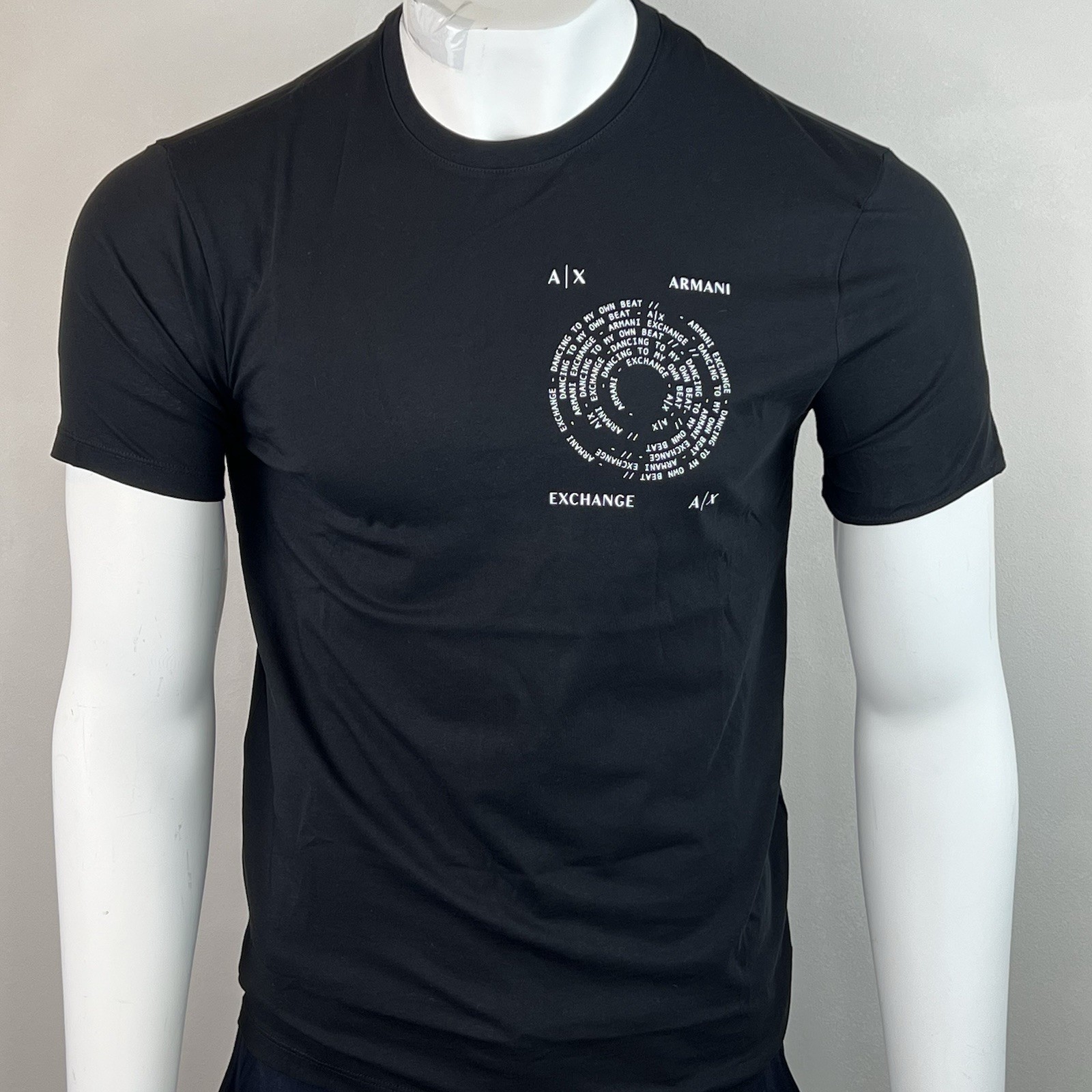 Armani Exchange Men’s Crewneck Short Sleeve Pima Regular Fit T-shirt Black Logo