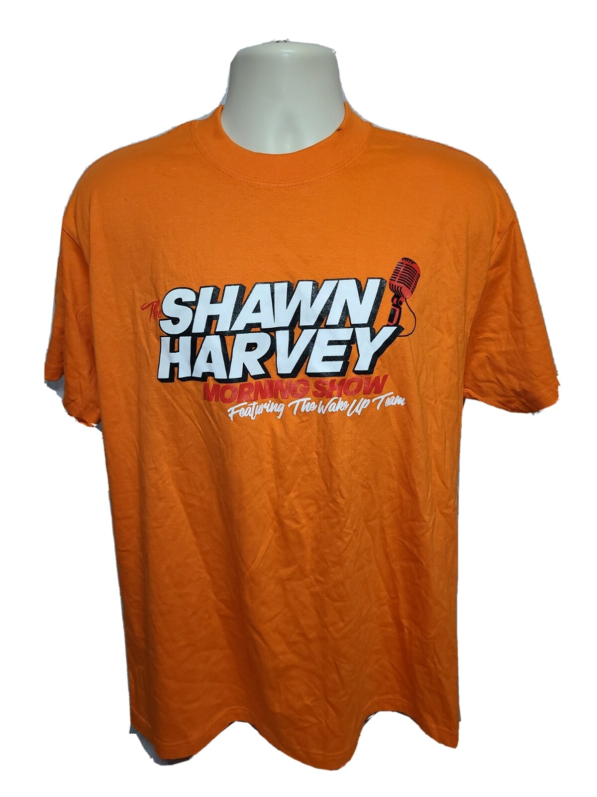The Shawn Harvey Morning Show Featuring the Wake Up Team Adult Orange XL TShirt