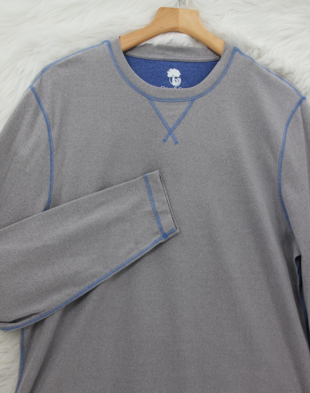 Ocean & Coast Long Sleeve T Shirt Mens Large L Gray Blue NWT Lightweight #1350