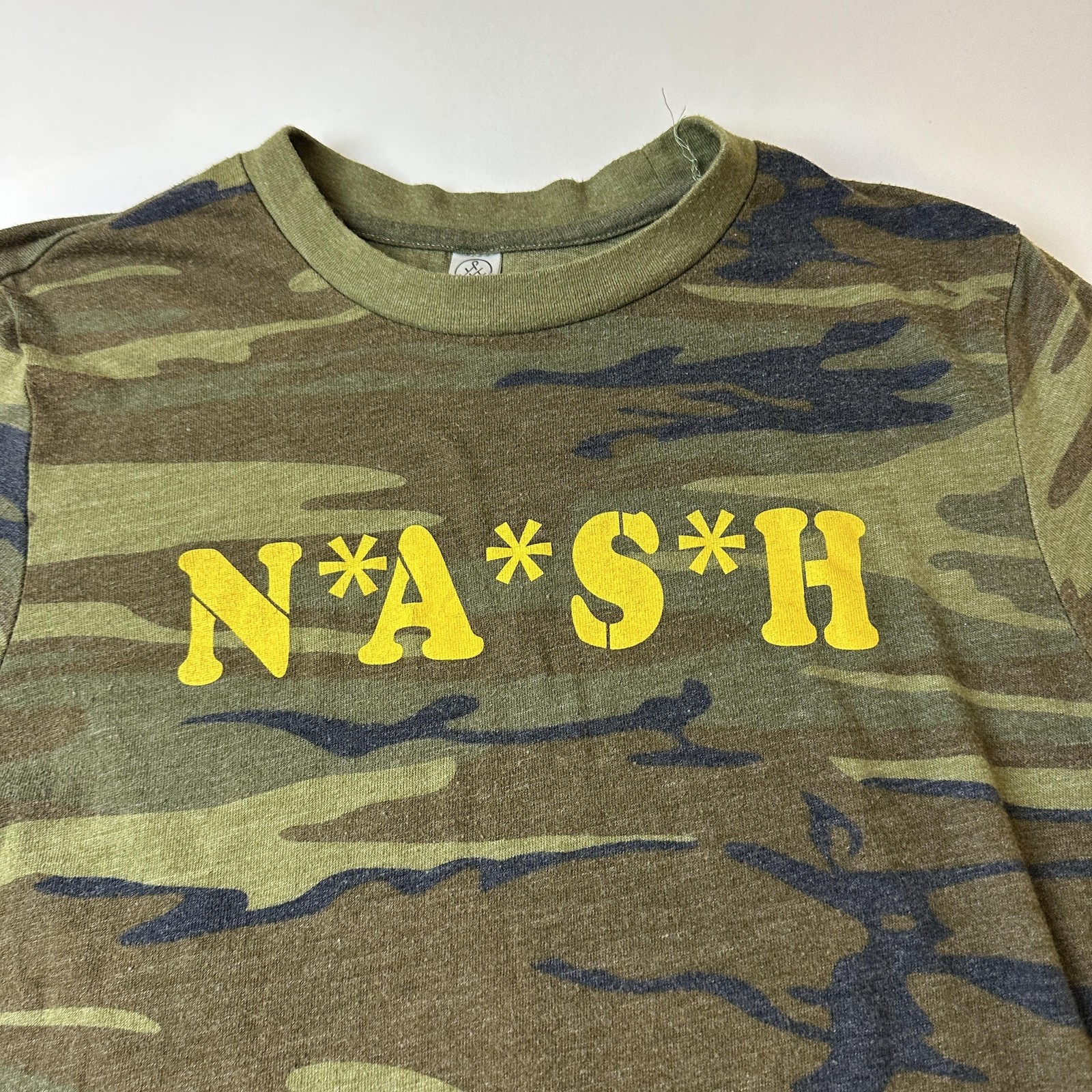 Barbell Voodoo N*A*S*H Shirt Mens Medium Camouflage Camo Graphic Tee Army Green
