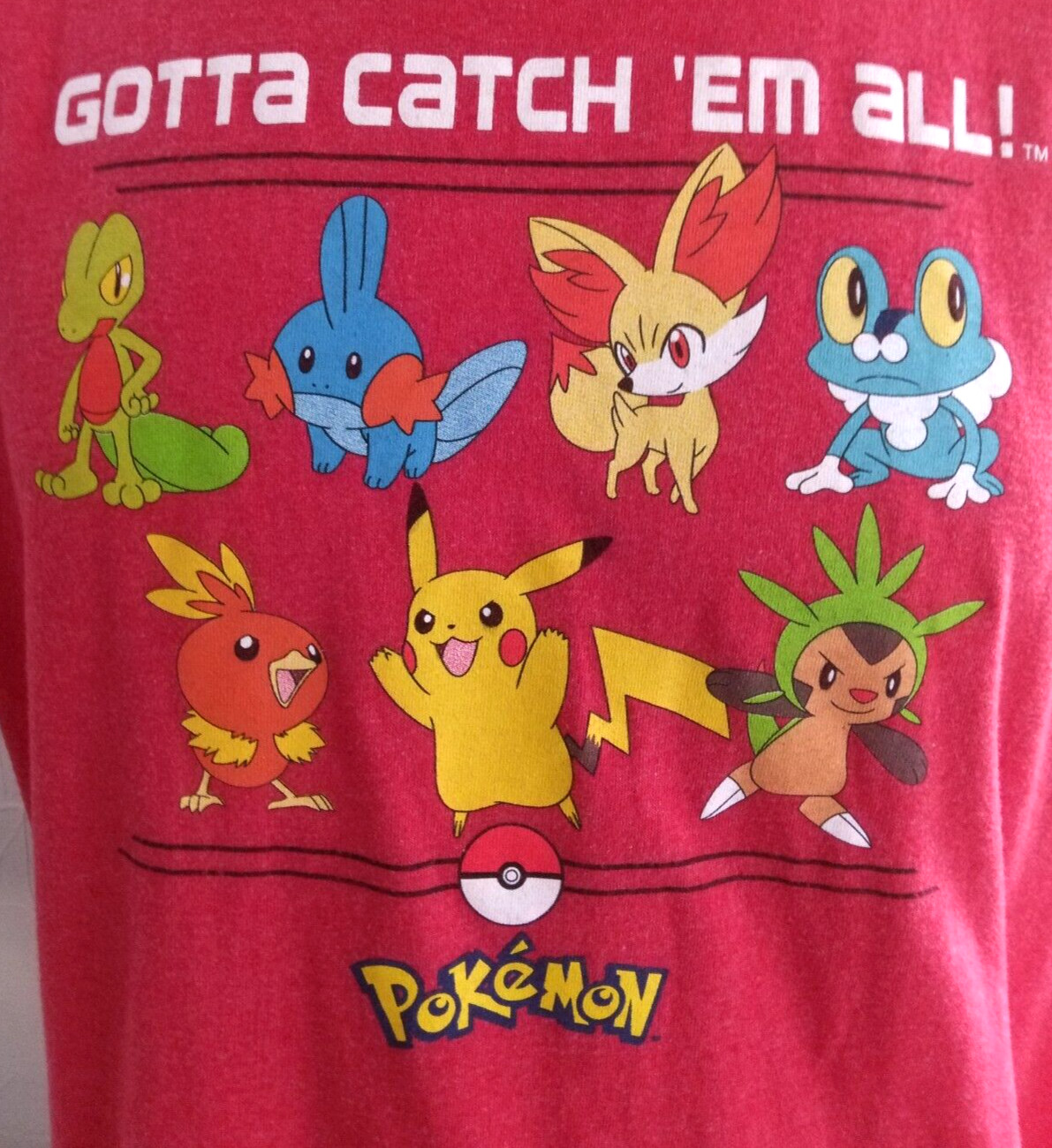 Pokemon T- Shirt XL Mens Womens Gotta Catch Em All ! Pikachu Red Short Sleeve