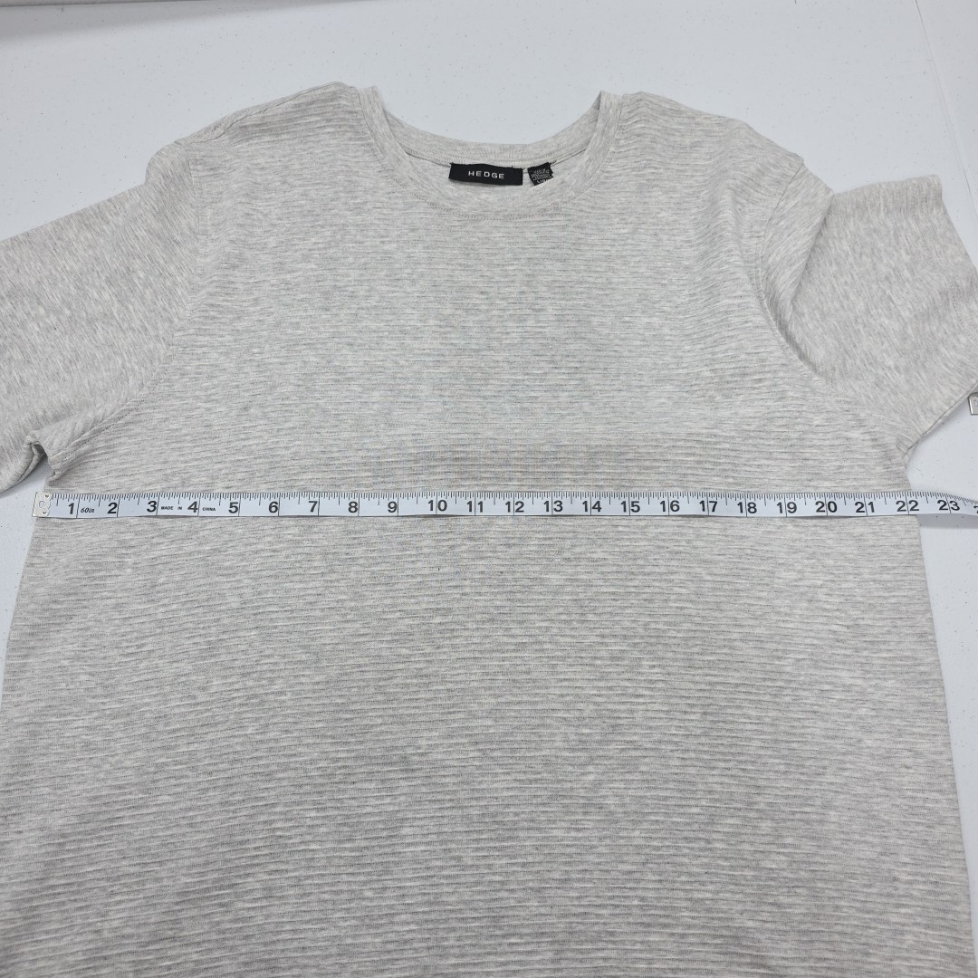 Hedge Mens Sand Mel Horizontal Ribbed Knit Short Sleeve Casual Tee Sz Lg Gray