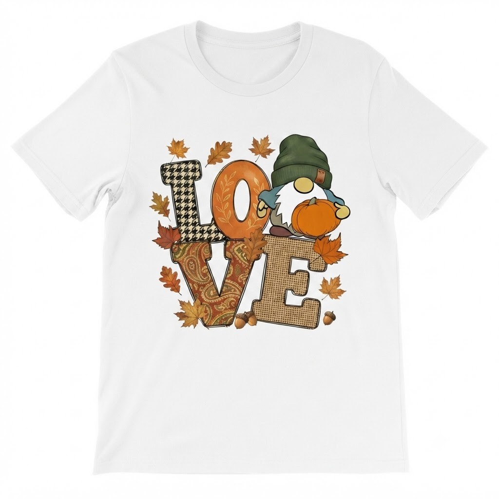 Fall Gnome Pumpkin Plaid Thanksgiving Autumn T-shirt For Men Women