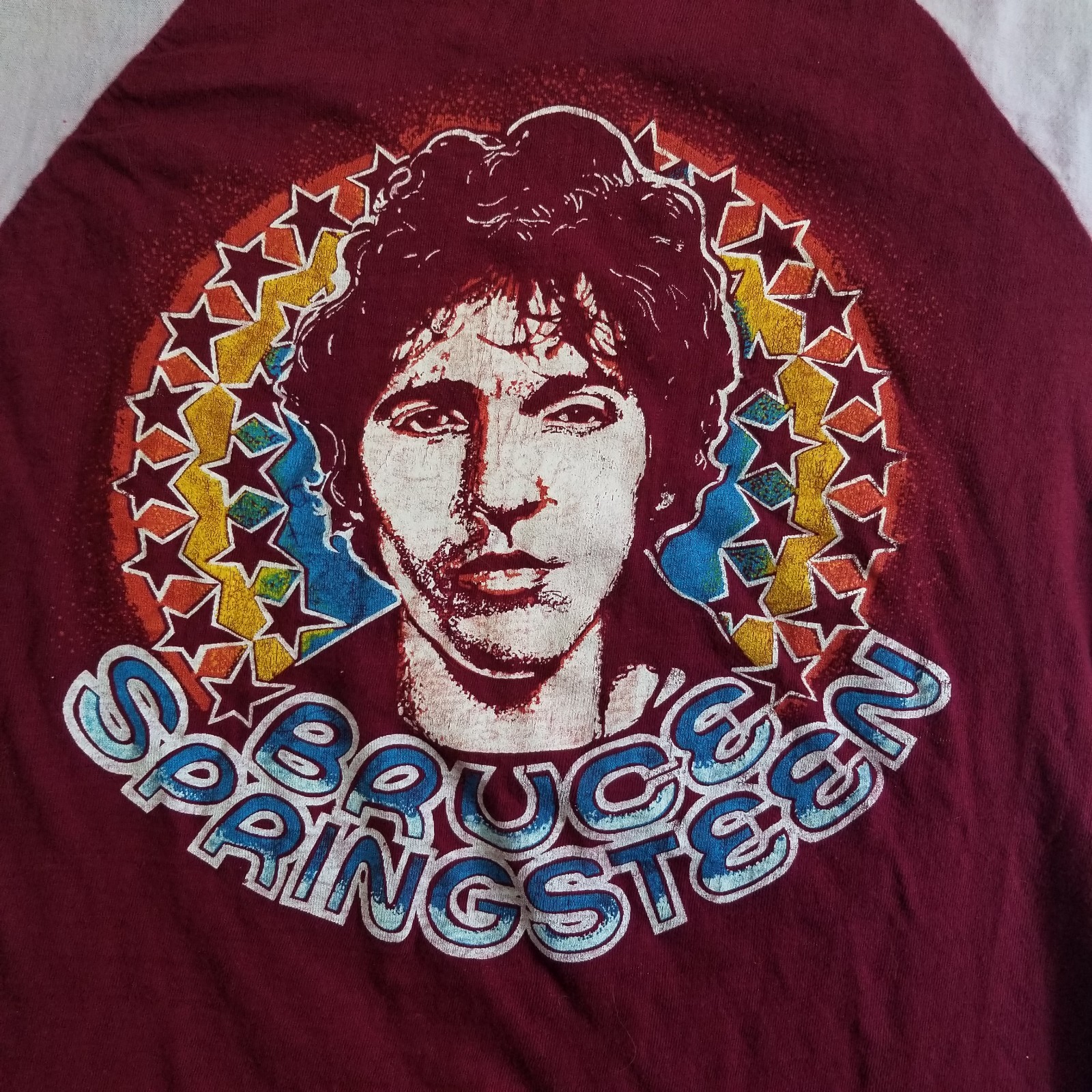 Vintage 80s Bruce Springsteen Shirt Mens Small Boss is Back Nebraska Tour Raglan
