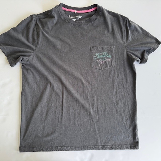 Chubbies Tee Shirt The Weekend Has Arrived Large Pocket T Gray Charcoal Used