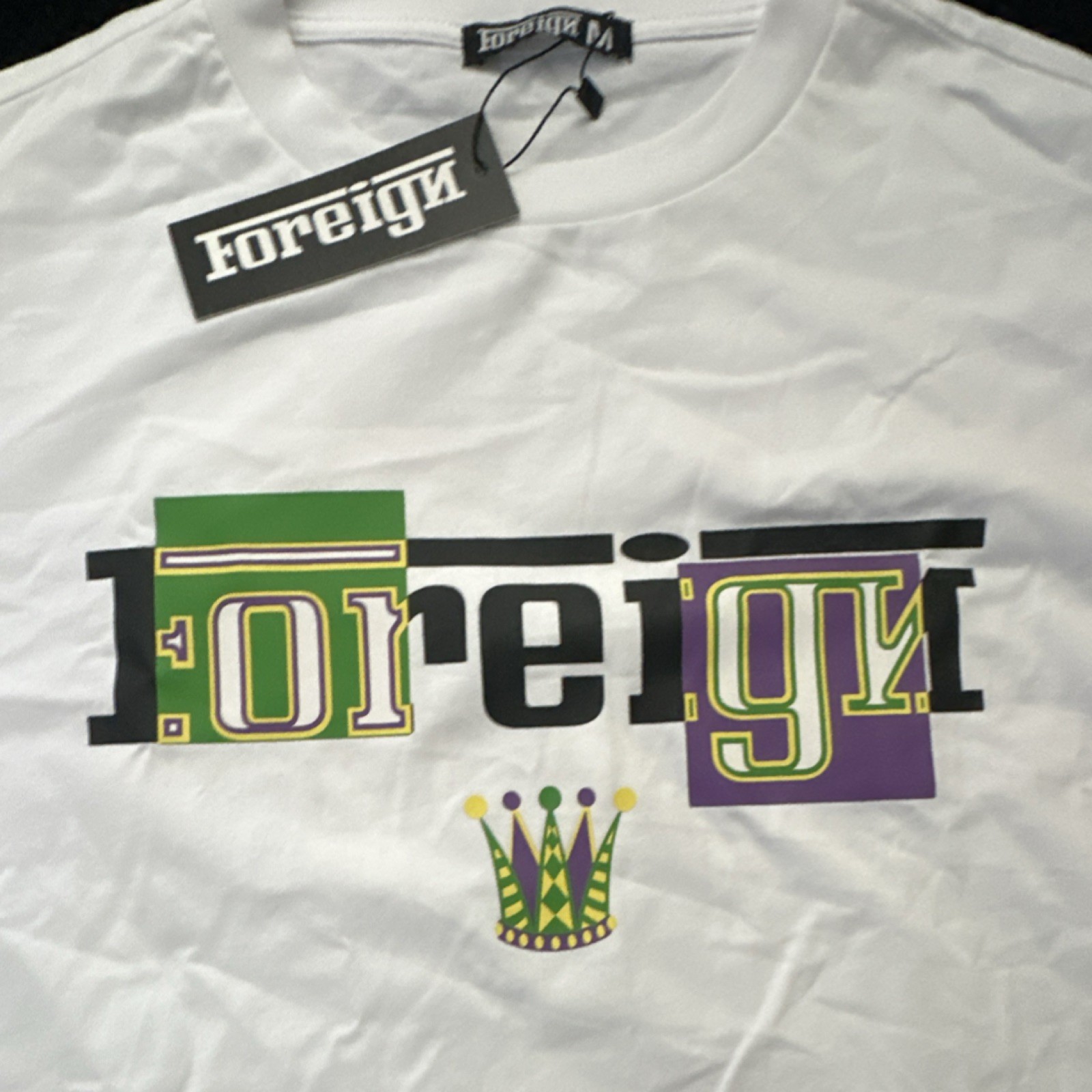 Foreign Designer T-Shirt, Size M BOX CUT Heavyweight MardiGras Design MSRP $40