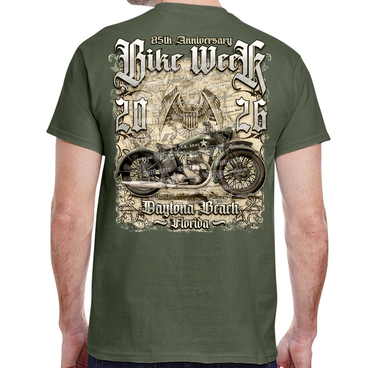 T-Shirt 2026 Bike Week Daytona Beach Vintage Army Bike No Harley