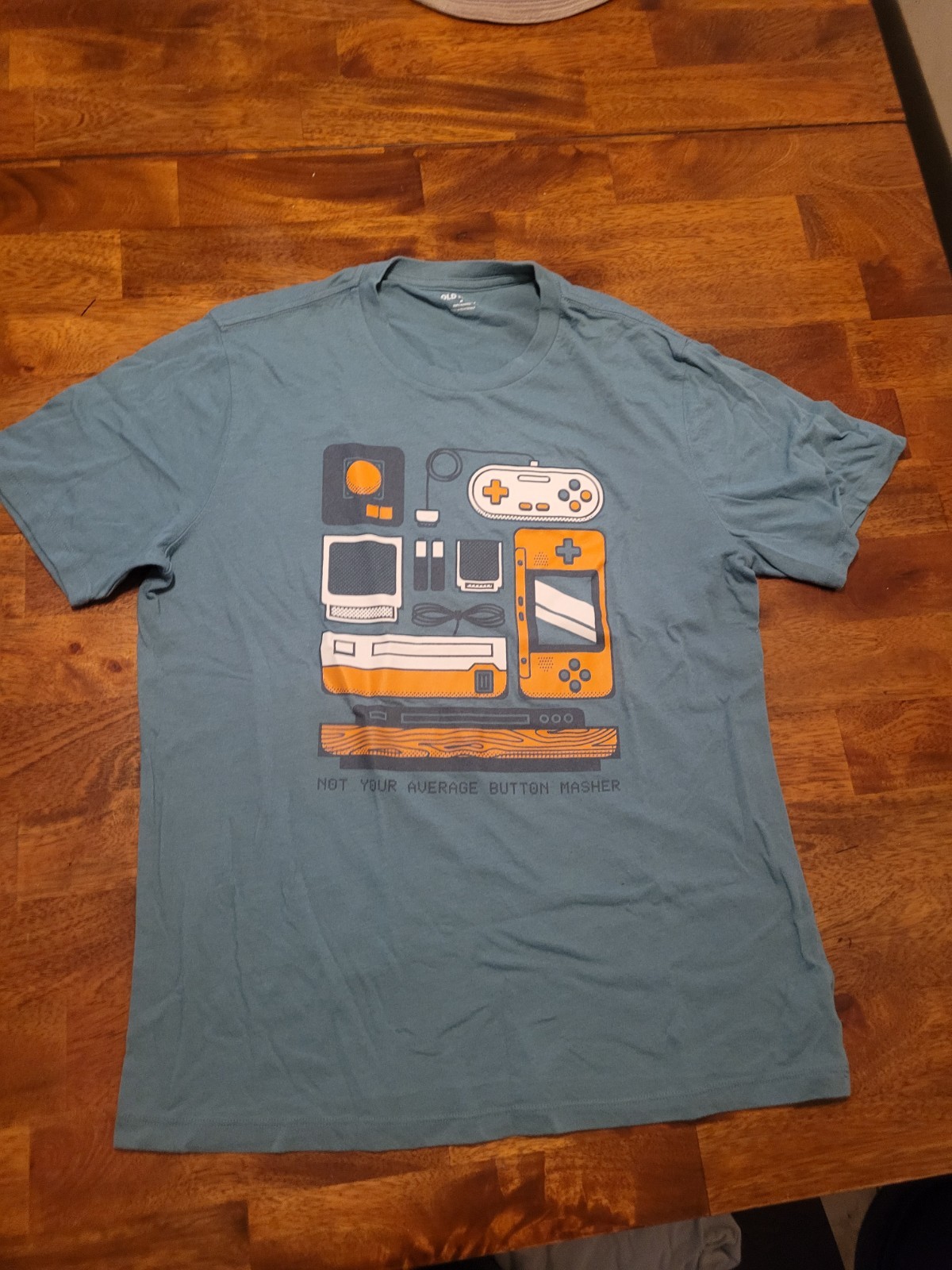 Old Navy Men’s Retro Gaming Graphic Print Teal Short Sleeve T-Shirt Size M