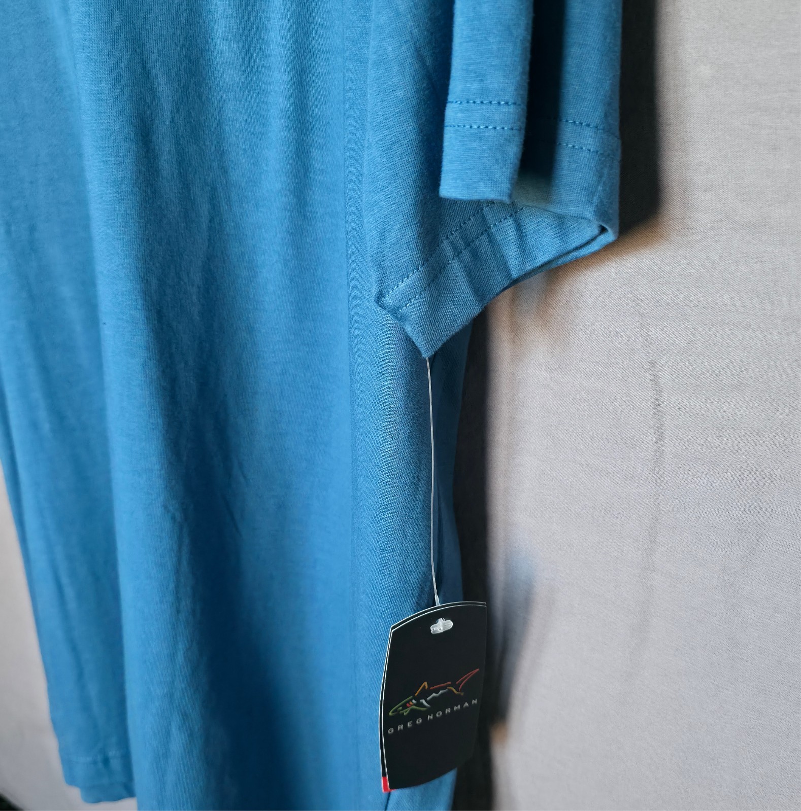 Men’s Greg Norman Pocket Short Sleeve Tee Shirt in Blue w/ Shark Logo SZ XXXL