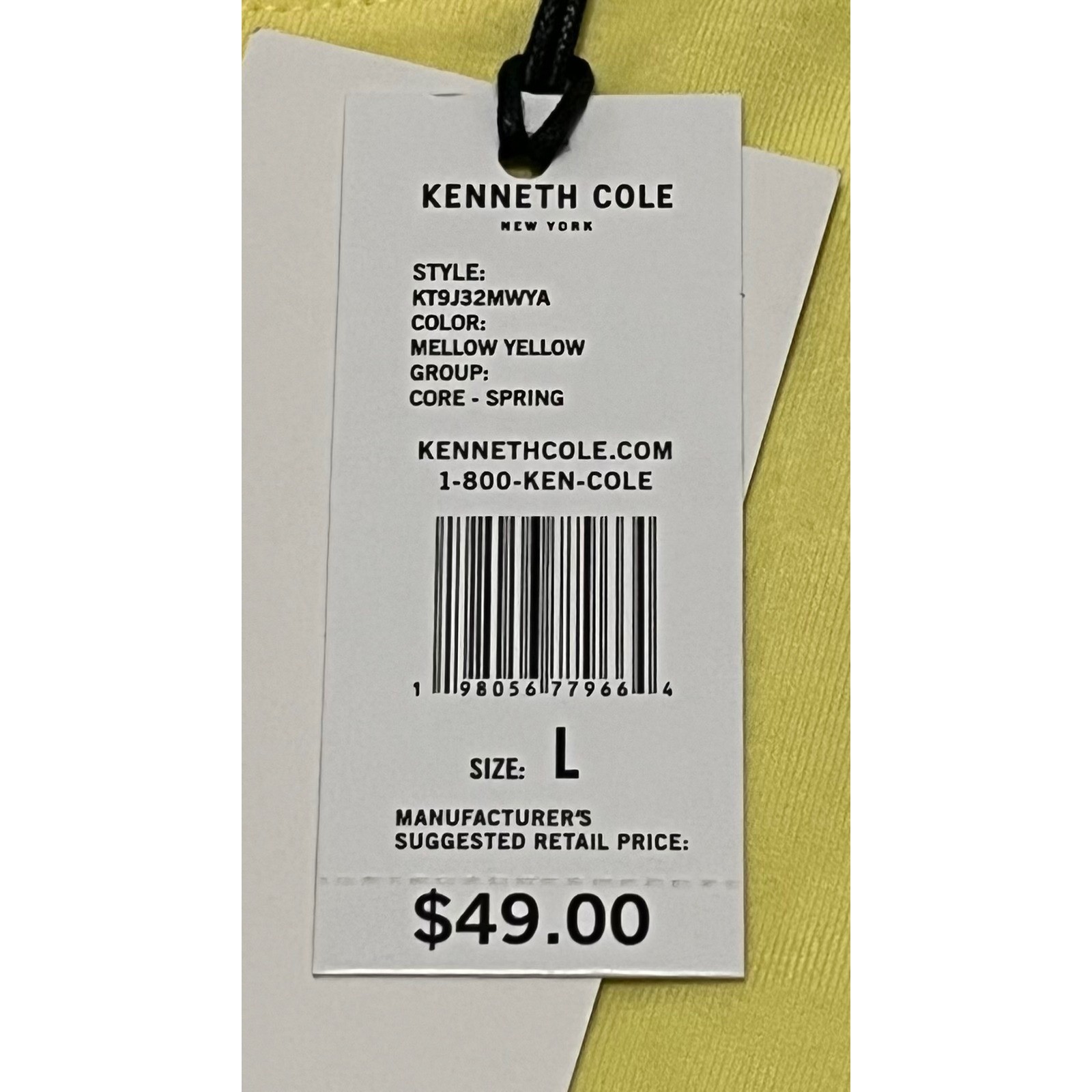 Kenneth Cole New York Mens Yellow Graphic Logo T-Shirt KT9J32MWYA Size L NEW