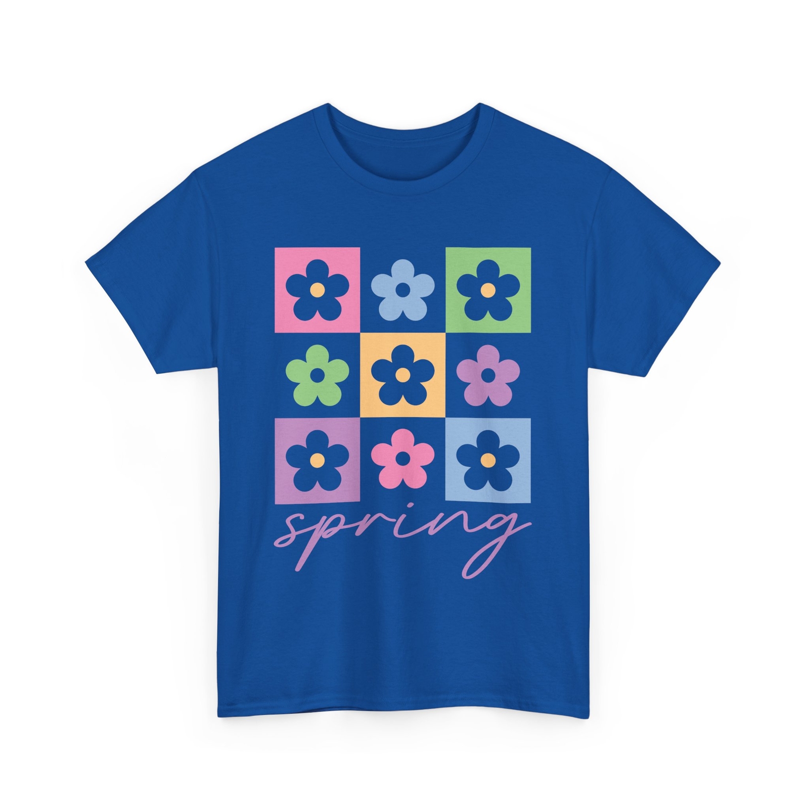 Happy Spring T-Shirt | spring taupe checkered boho flowers Shirt