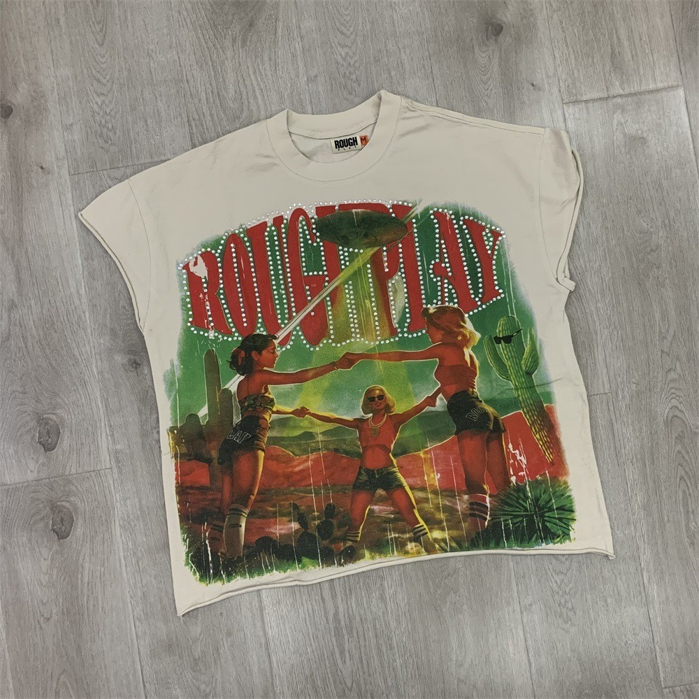 RoughPlay Beaded Washed Vintage Sleeveless T-Shirt
