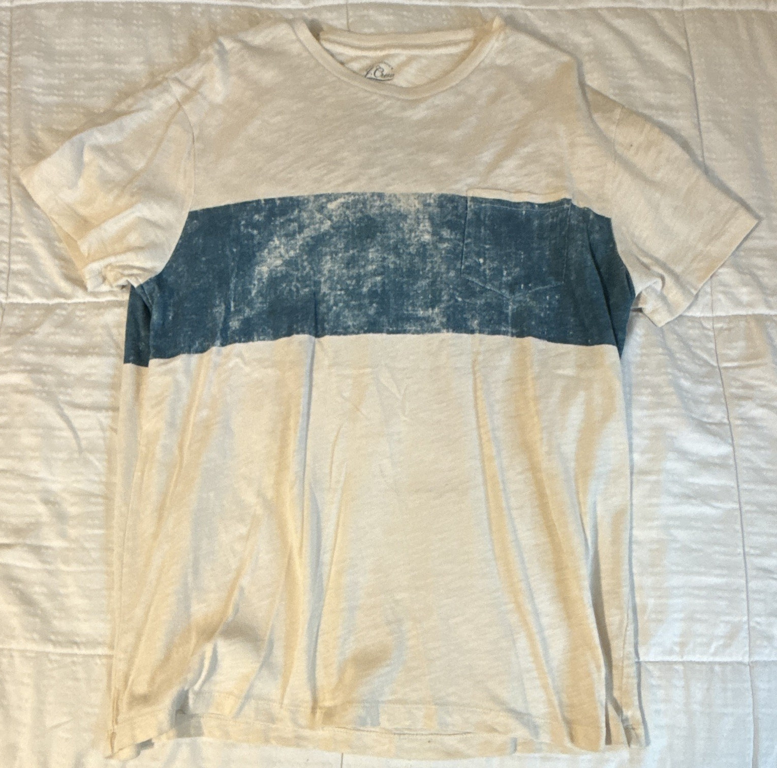 J.Crew Men’s Knit Colorblock Crew Neck Short Sleeve T-Shirt White/Blue L