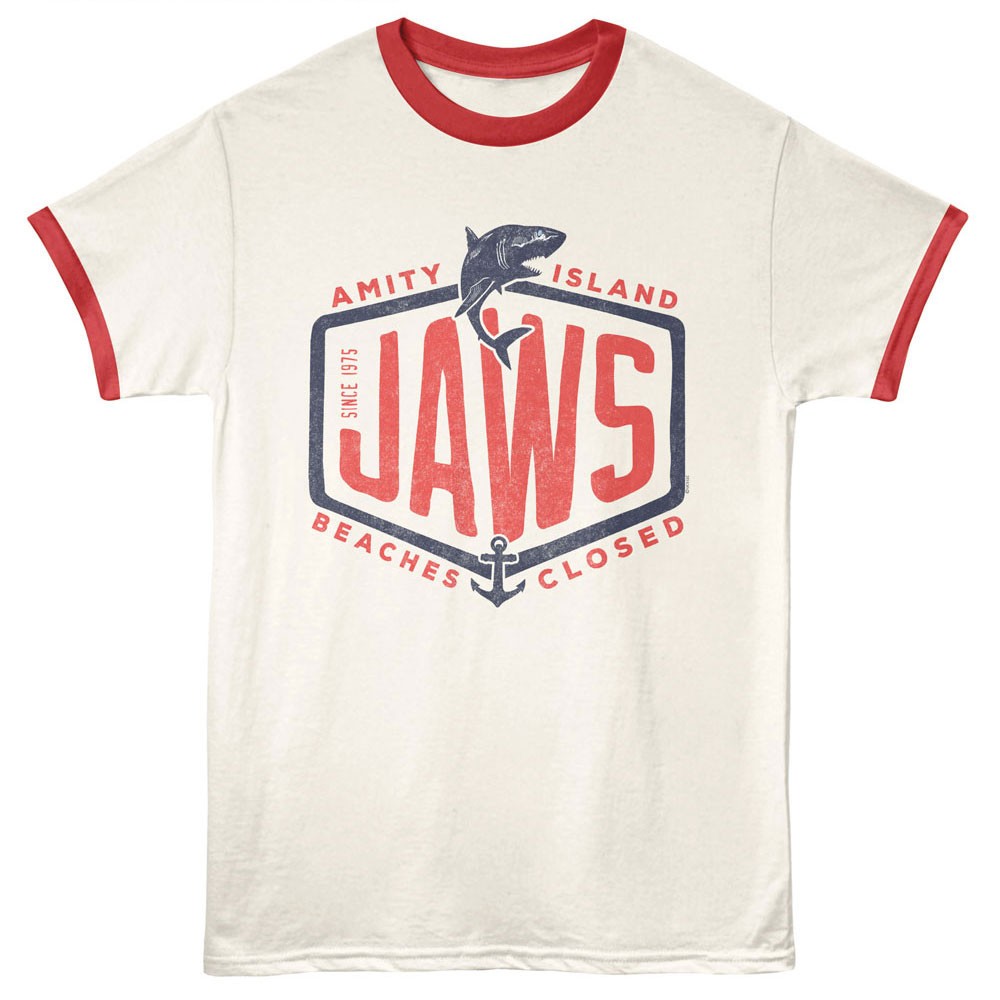 Jaws 70’s Movie Since 1975 Amity Island Beaches Closed Men’s Ringer T Shirt
