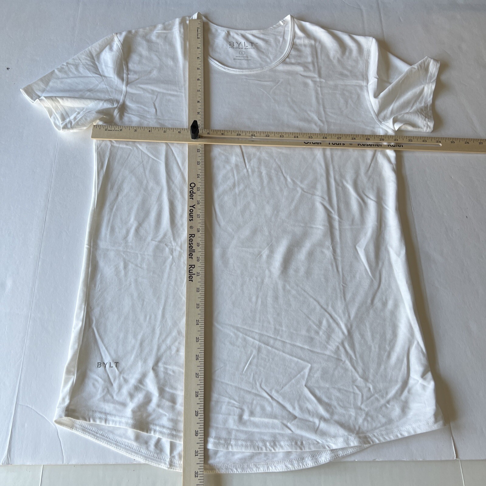 BYLT T-Shirt Men’s Large White Premium Basics Crew Neck Lightweight Stretch