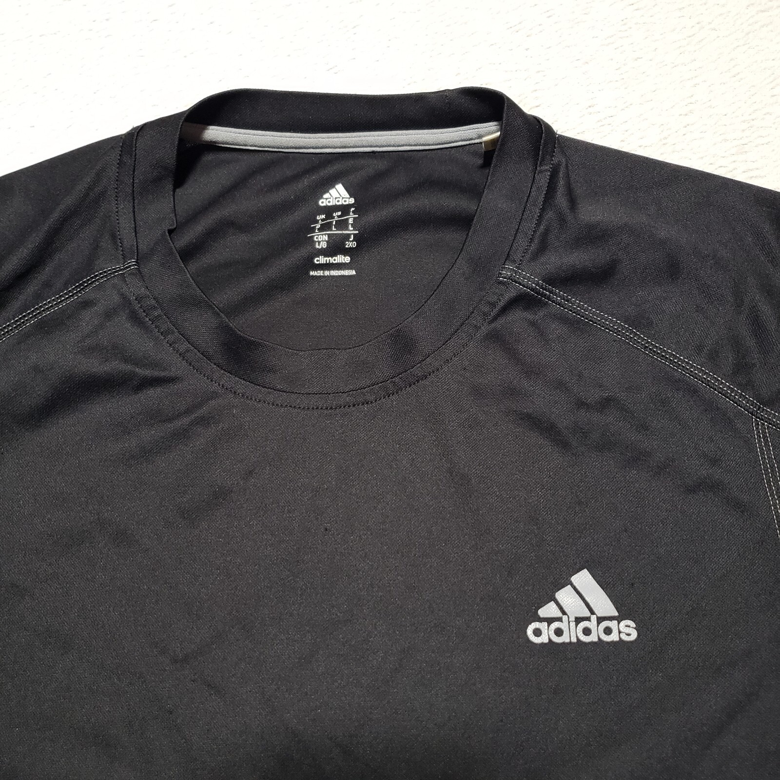 Adidas Climalite Performance Tee Mens L Large Black Graphic Logo T Shirt