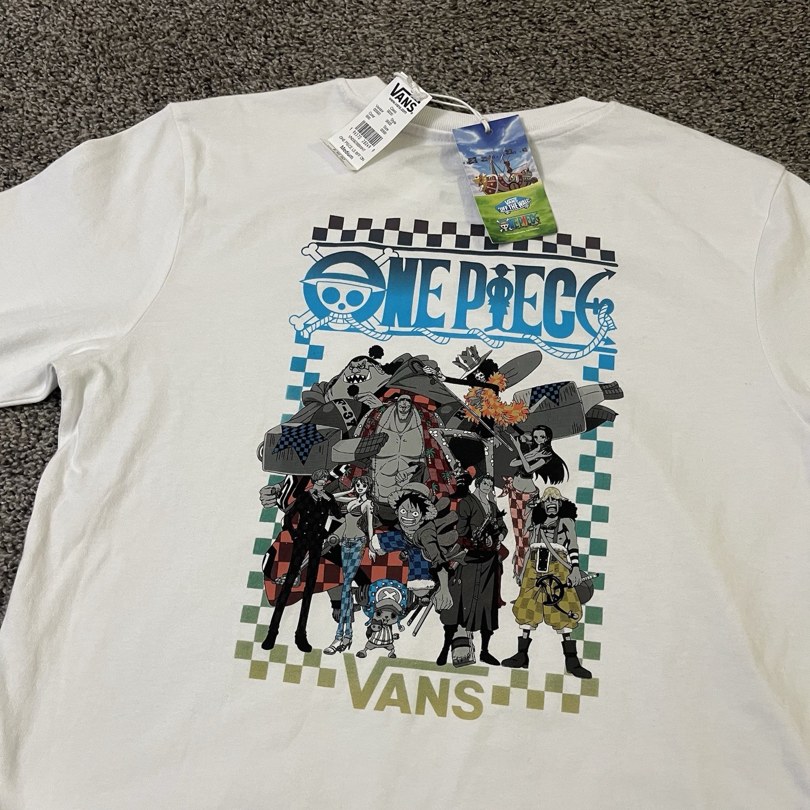 VANS x One Piece Straw Hat Pirates Character Letter Print Long Sleeve T-Shirt M