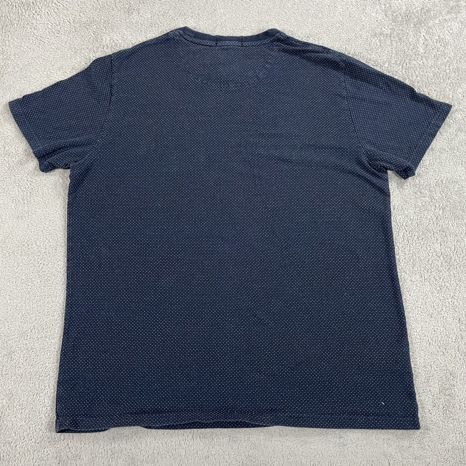 Fred Perry Shirt Mens Large Blue Polka Dots Pocket Cotton Casual Stretch