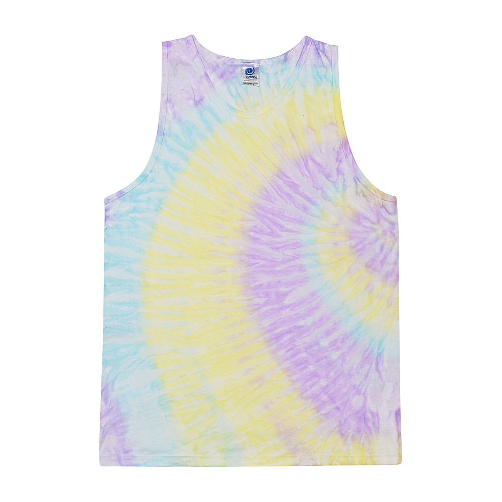 Multi-Color Tie Dye Tank Tops Sleeveless T-Shirts Adult XXL, 100% Cotton