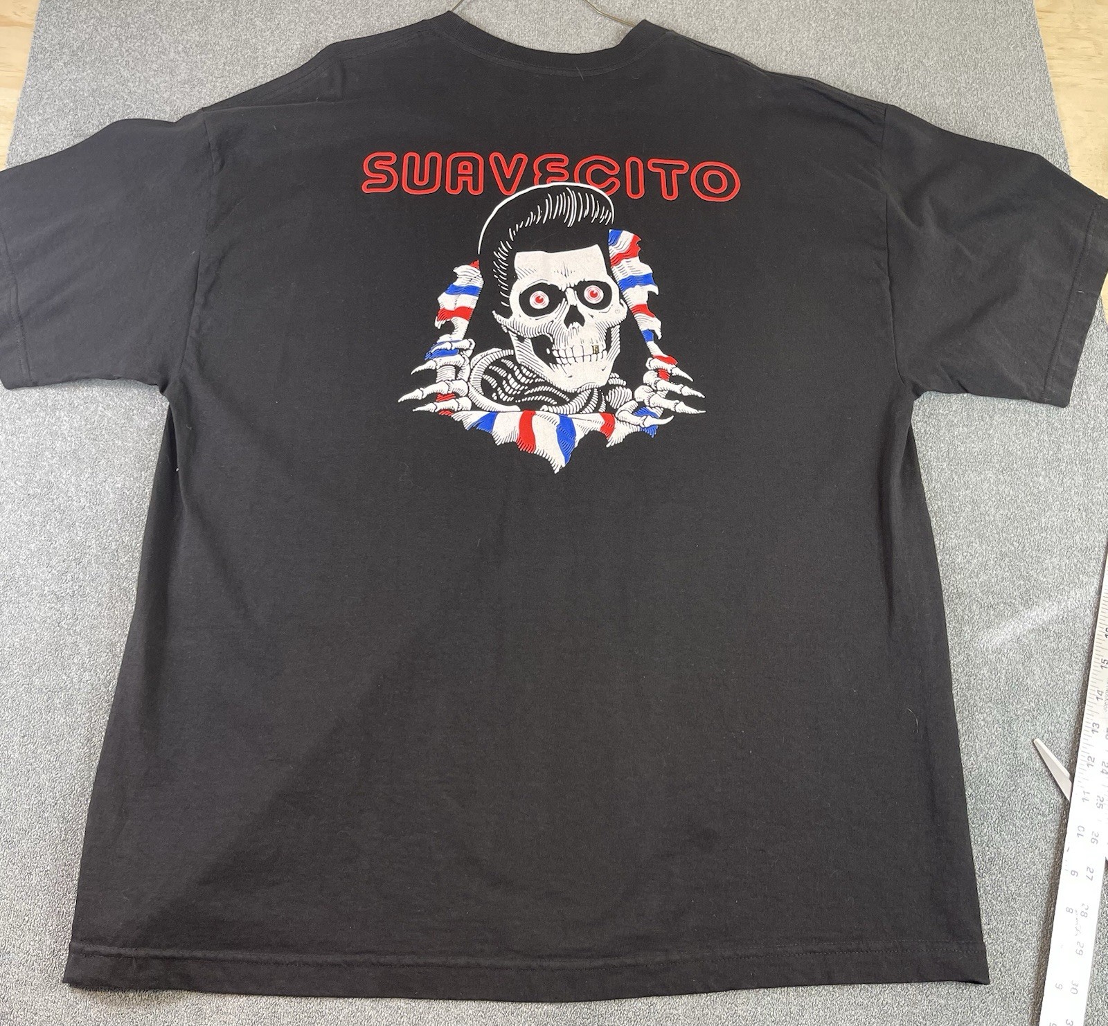 Suavecito Pomade T-Shirt Mens 2XL Black Skull Barber Crewneck Great Condition