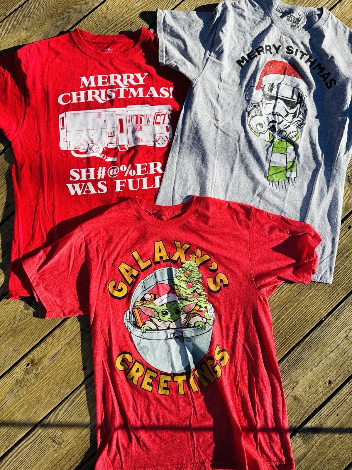 Star Wars Christmas T Shirt Lot 3 Galaxy Greetings Merry Sithmas Mens M L