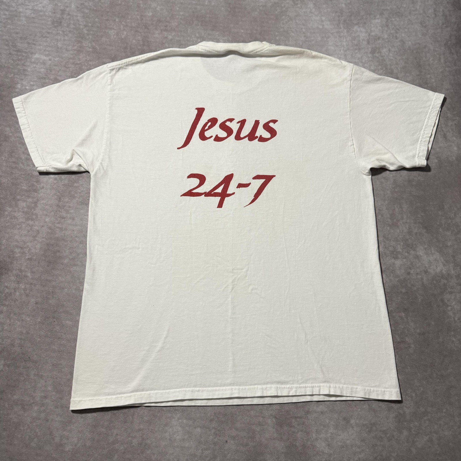 Vintage 90s Jesus 24-7 Shirt Mens L White Christian Clock Funny Graphic Tee