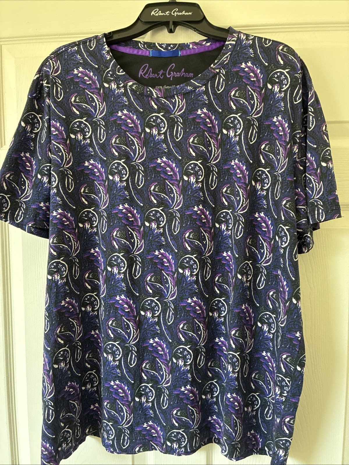 Robert Graham Floral Paisley Short Sleeve T-Shirt 2XL $118 pre-owned