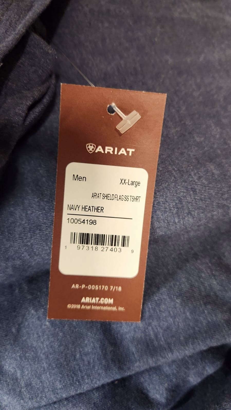 Ariat Men’s Shield Flag T-Shirt-54198 – New with Tag – NAVY HEATHER – Size 2XL
